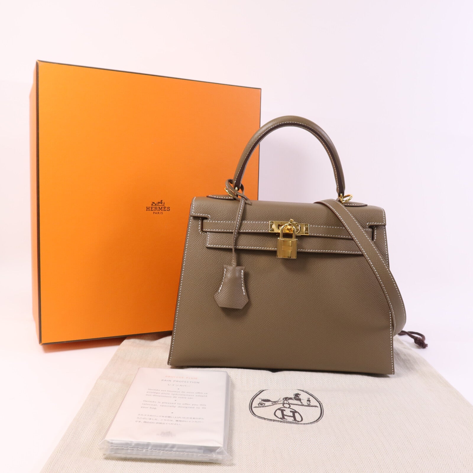 HERMES Epsom皮革Kelly 25金扣手挽肩背兩用袋