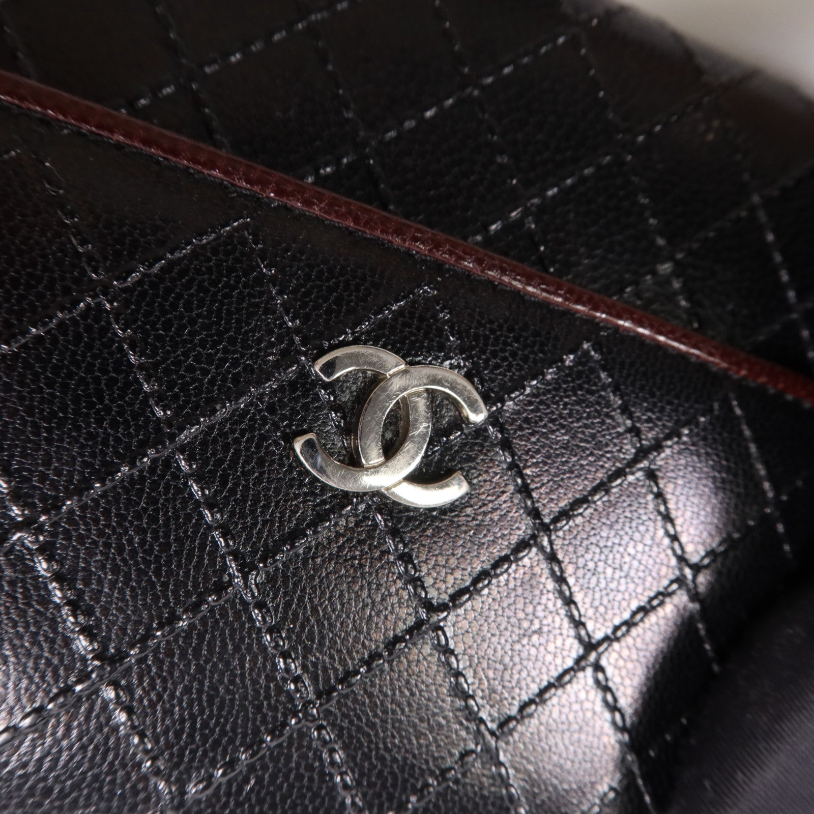 CHANEL 牛皮皮革Wallet銀扣錢包