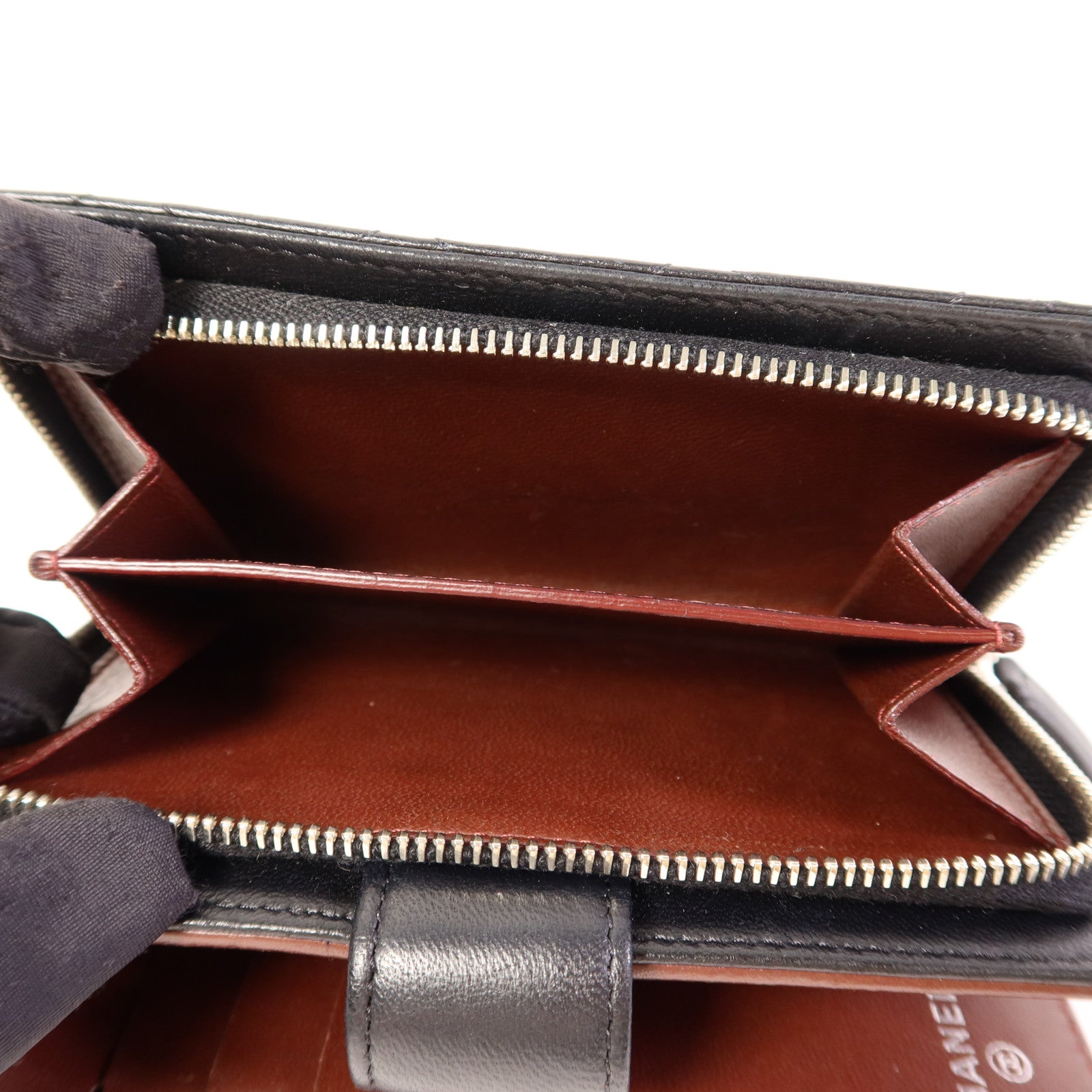 CHANEL 羊皮皮革Wallet銀扣錢包