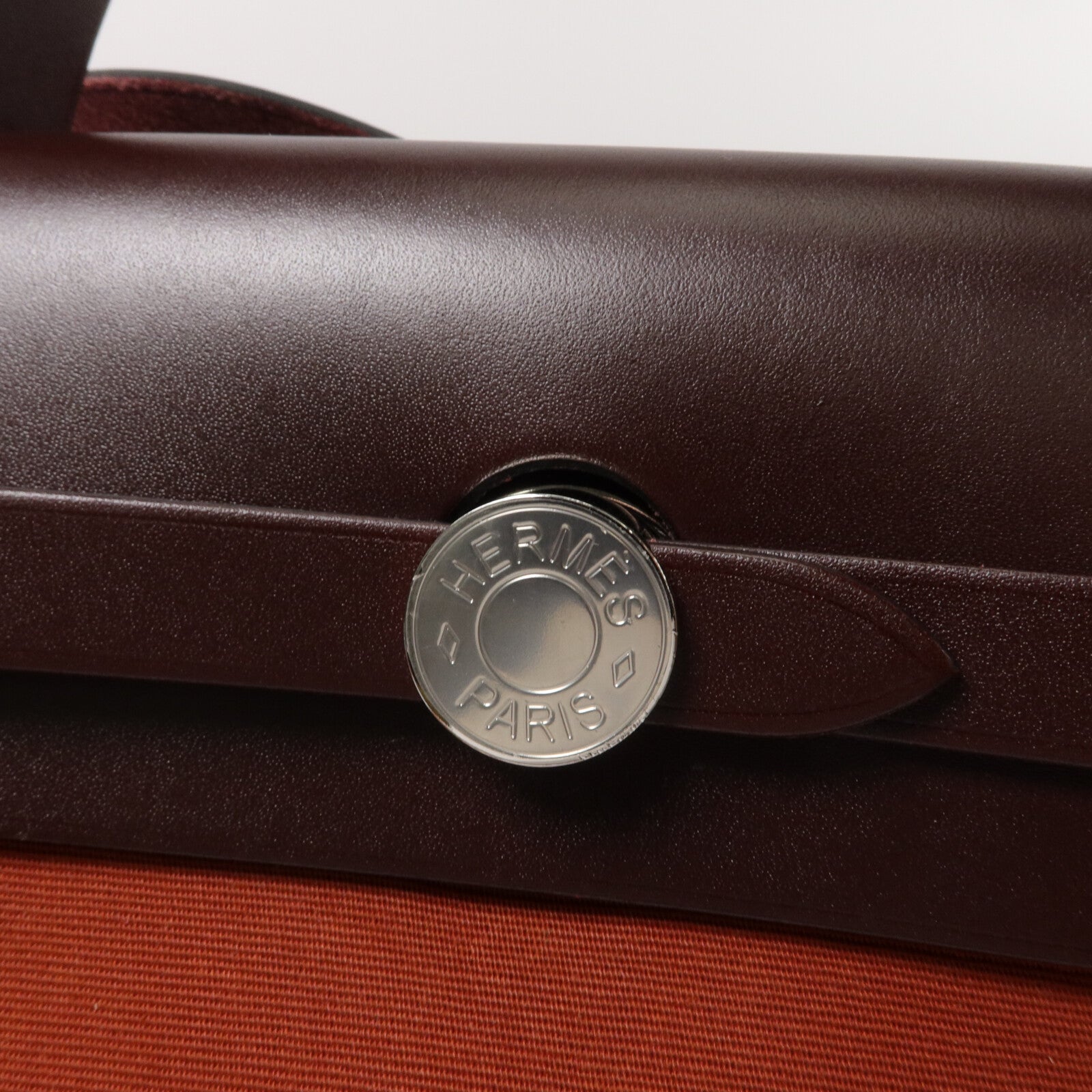 HERMES 帆布Herbag PM手挽肩背兩用袋Cuivre/Orange/Rouge