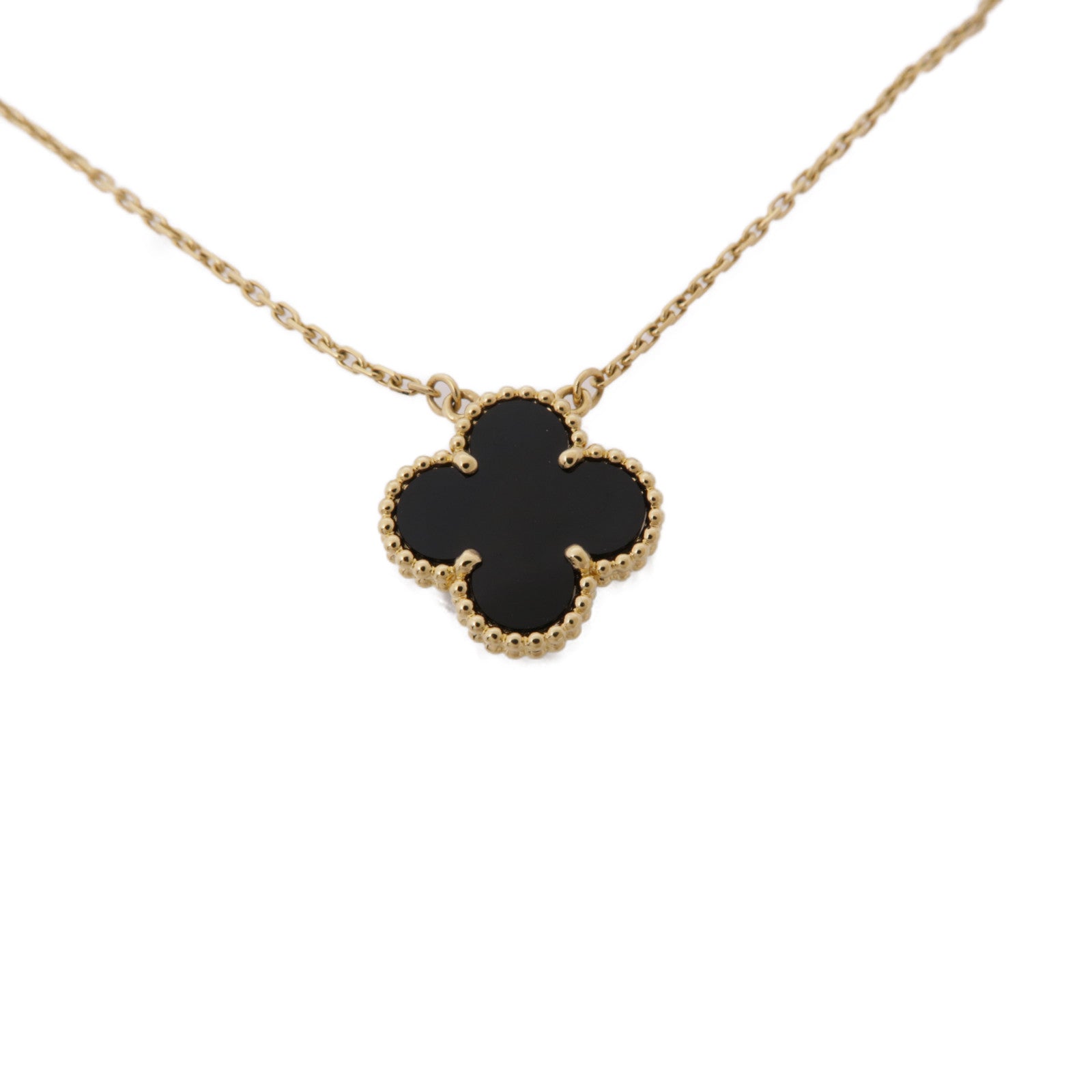 Van Cleef & Arpels 18K黃金Vintage Alhambra Pendant縞瑪瑙項鍊