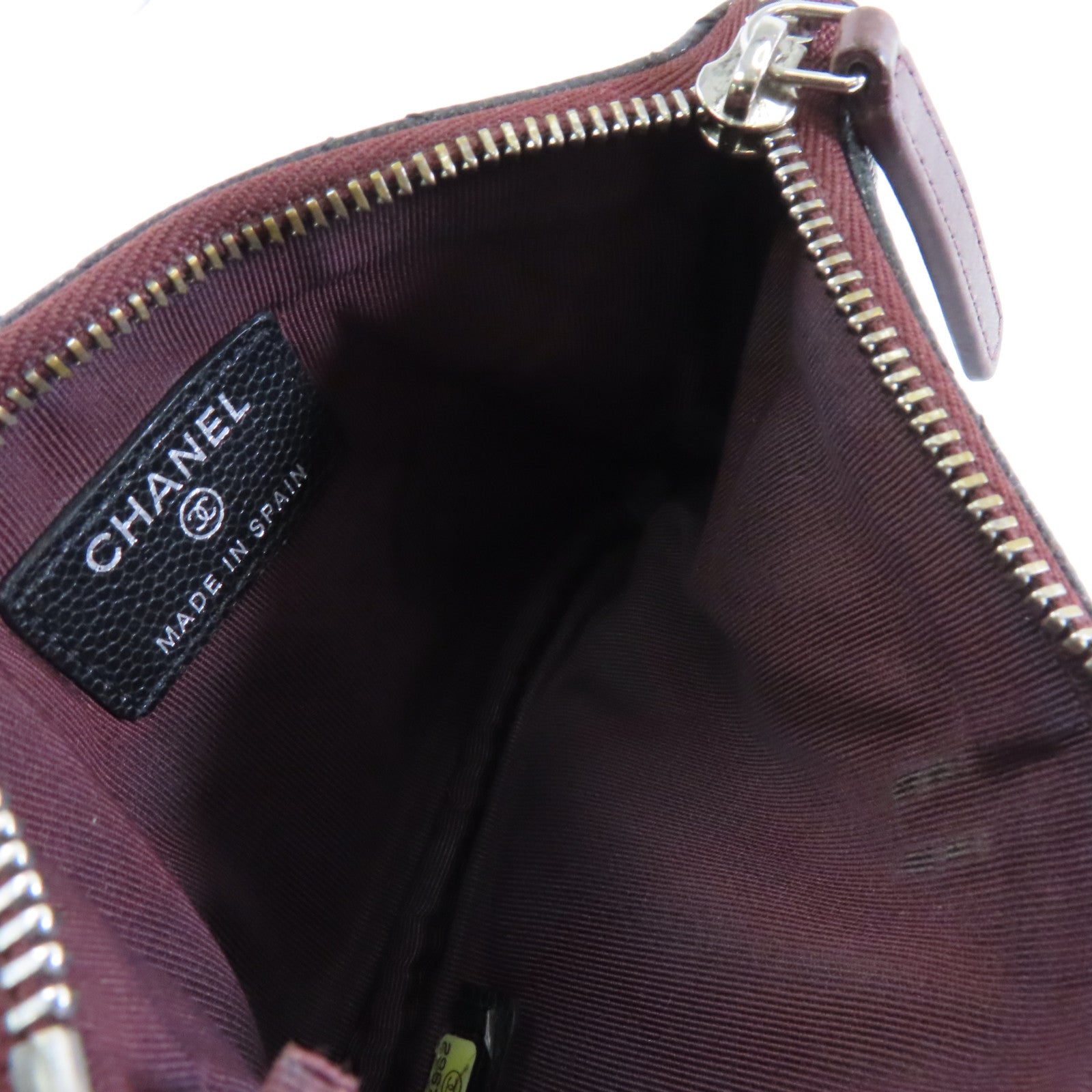 CHANEL 菱格Caviar皮革Coin Purse銀扣零錢包黑色