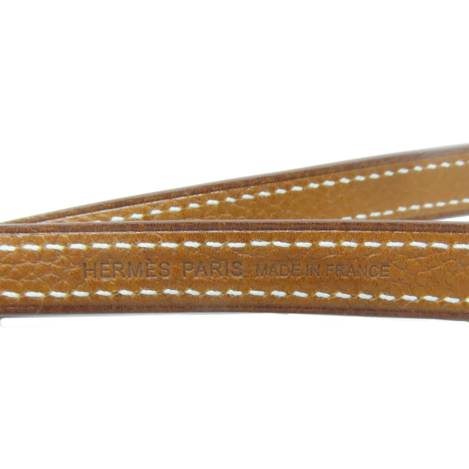 HERMES 【激減優惠】Evercolor皮革Long Strap銀扣肩背帶Gold經典駝色
