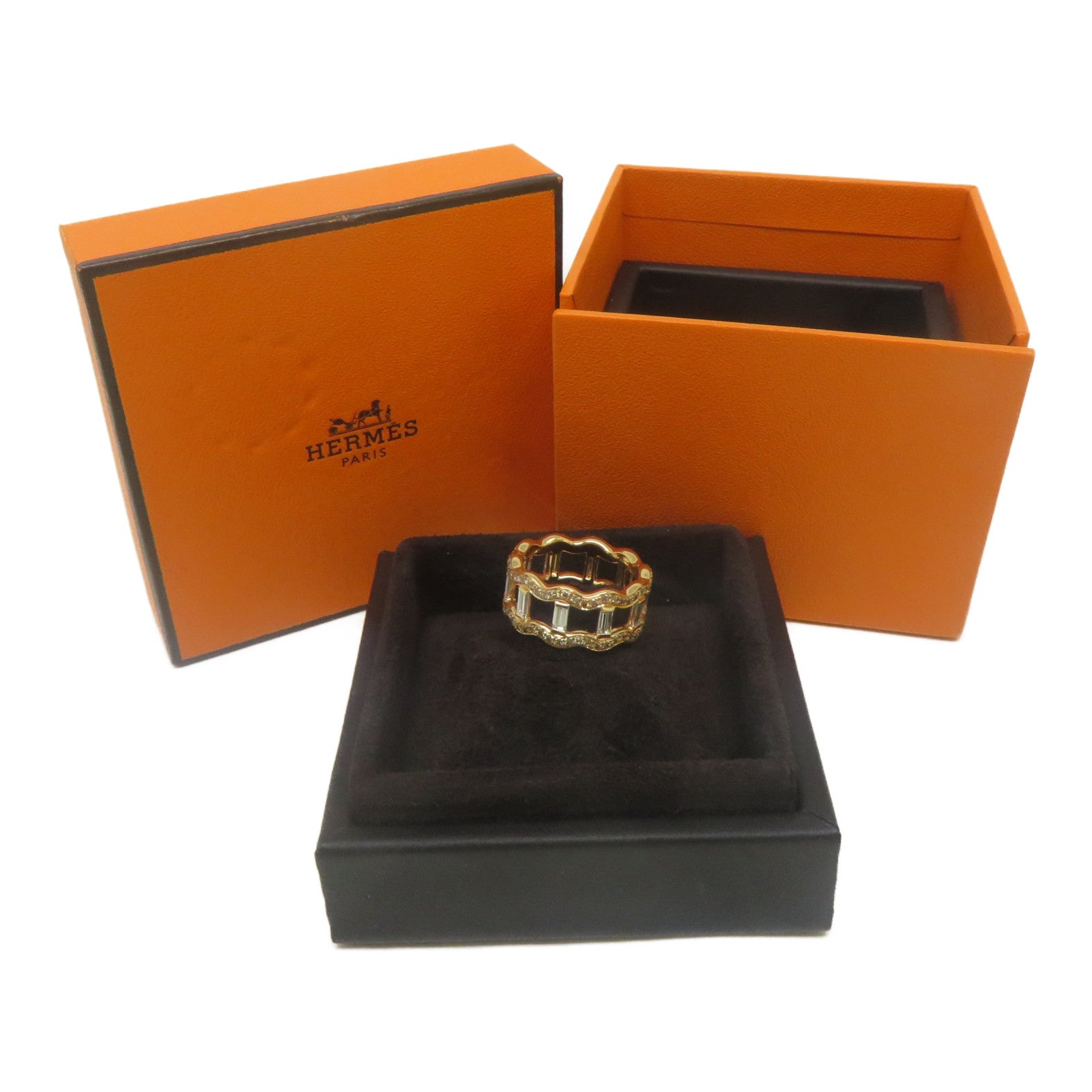 HERMES 18K玫瑰金Rose Gold Diamond Ring鑽石戒指US#6
