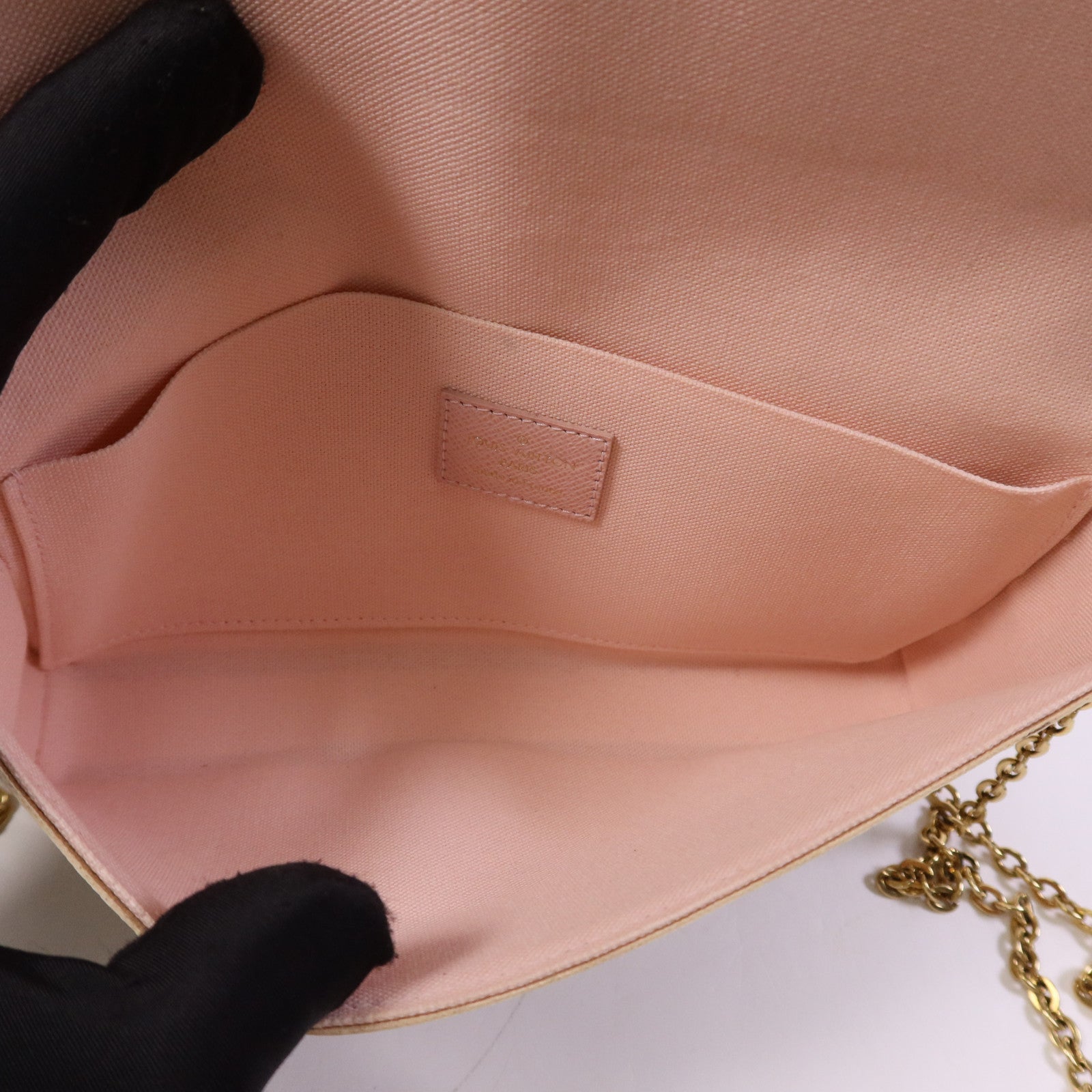 LOUIS VUITTON 【激減優惠】Damier Azur Felicie Pochette金扣肩背袋