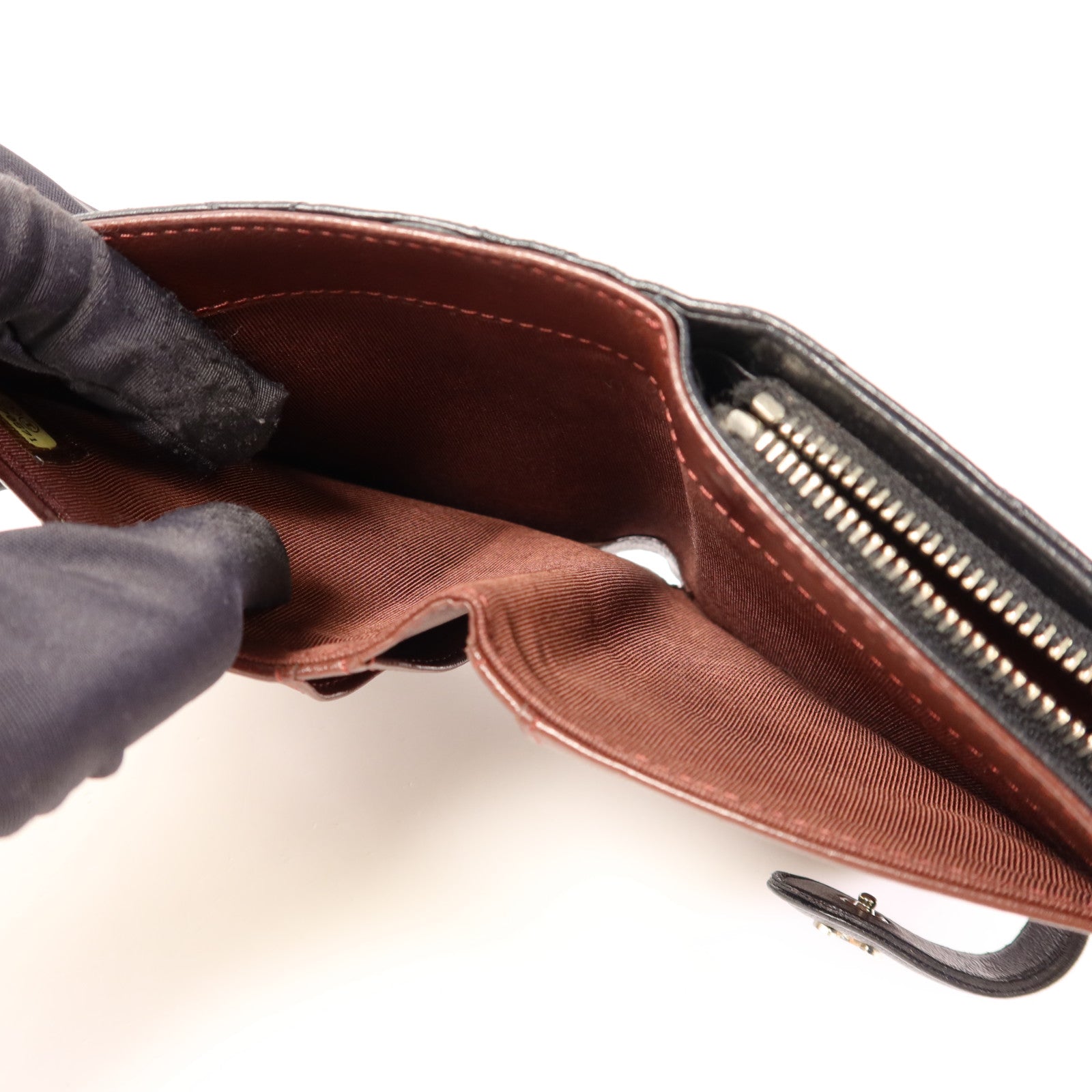 CHANEL 羊皮皮革Wallet銀扣錢包