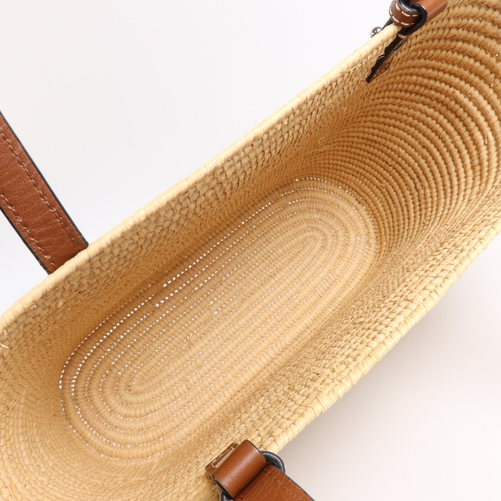 LOEWE 酒椰/皮革Raffia Small Square Basket肩背袋