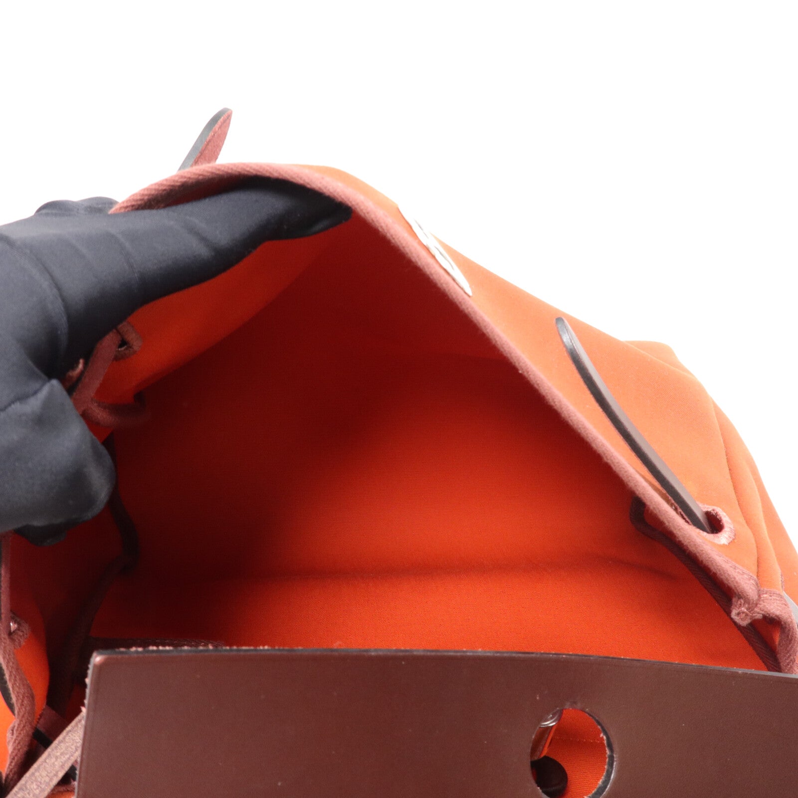 HERMES 帆布Herbag PM手挽肩背兩用袋Cuivre/Orange/Rouge