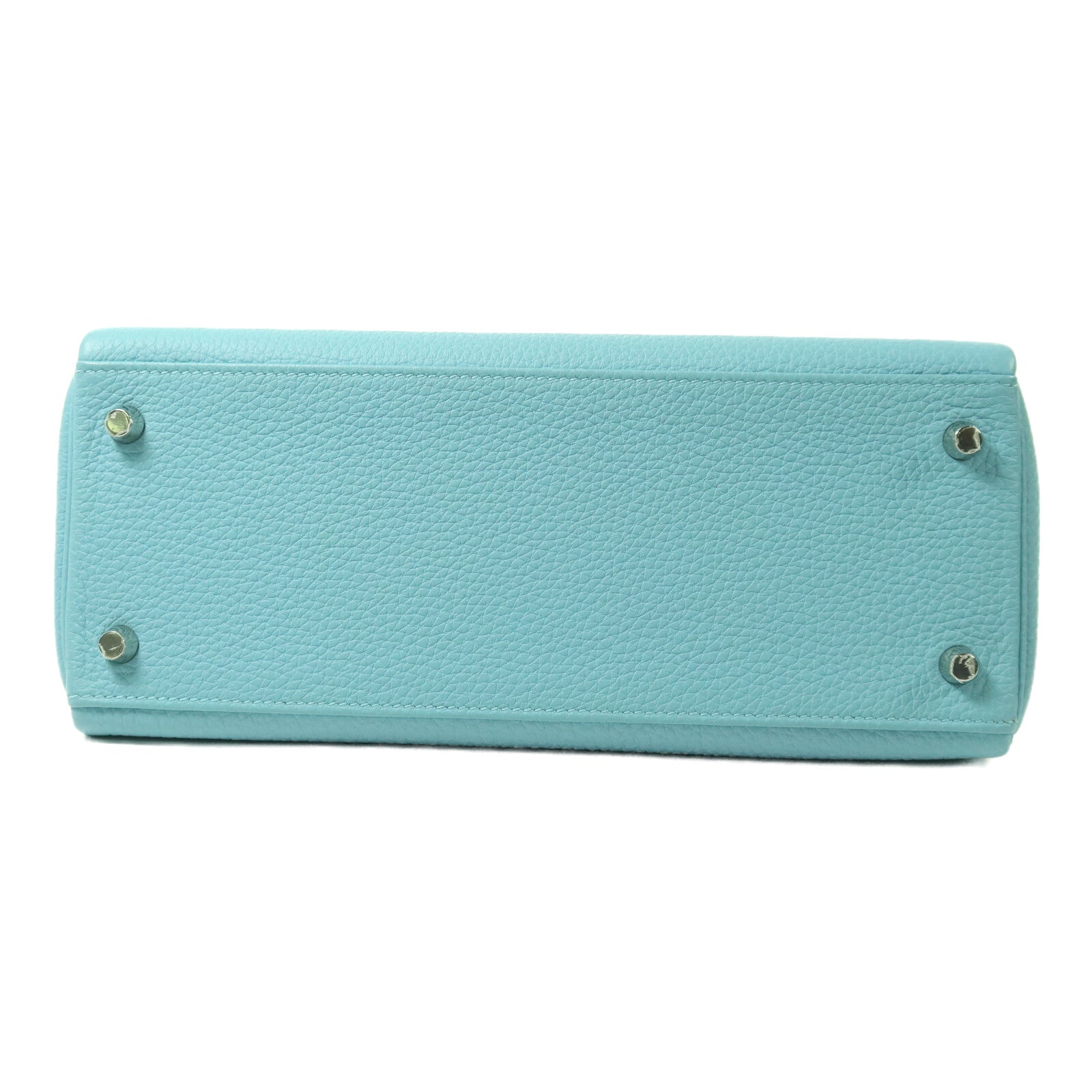 HERMES Togo皮革Kelly 28銀扣手挽肩背兩用袋Bleu Atoll