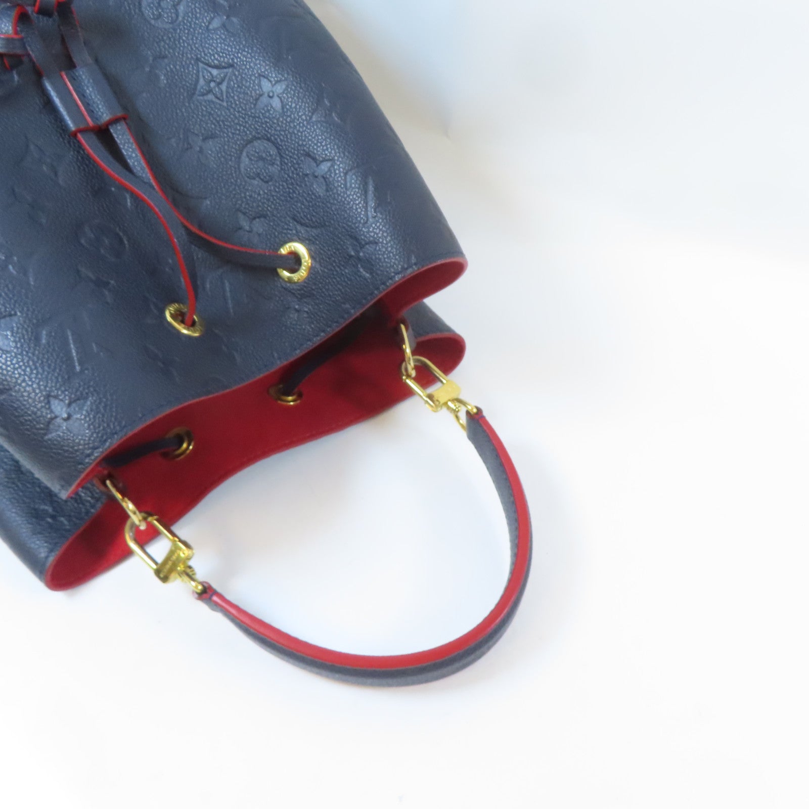 LOUIS VUITTON Monogram Empreinte Neo Noe金扣手挽肩背兩用袋深藍色