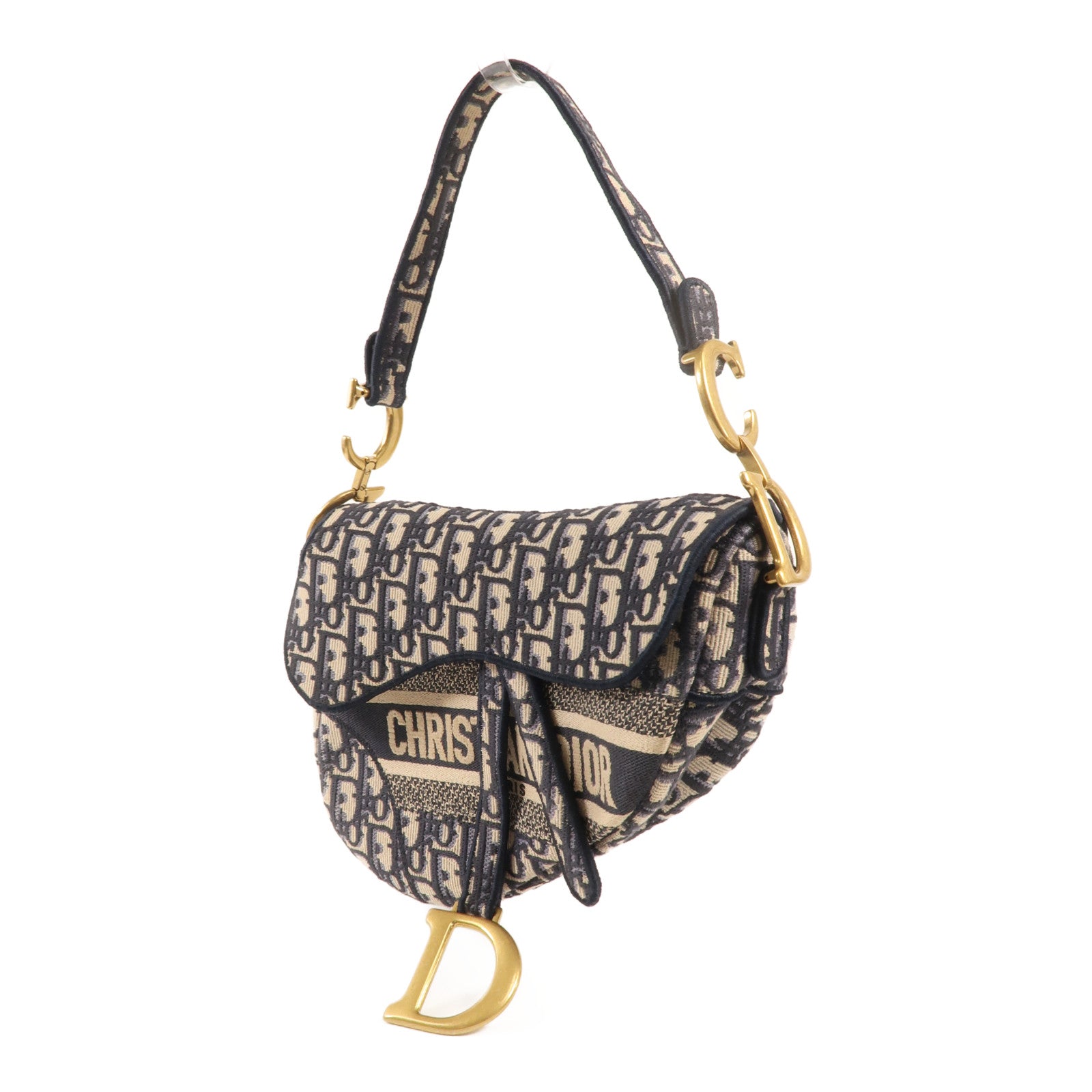 Dior 帆布Saddle金扣手挽肩背兩用袋