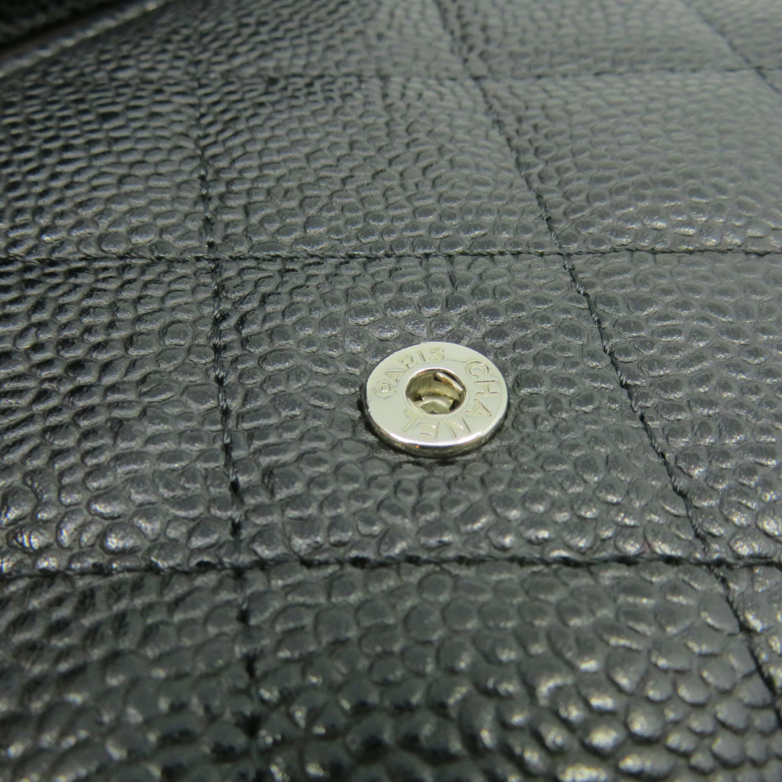 CHANEL 菱格Caviar皮革W Snap Long Wallet金扣长钱包黑色