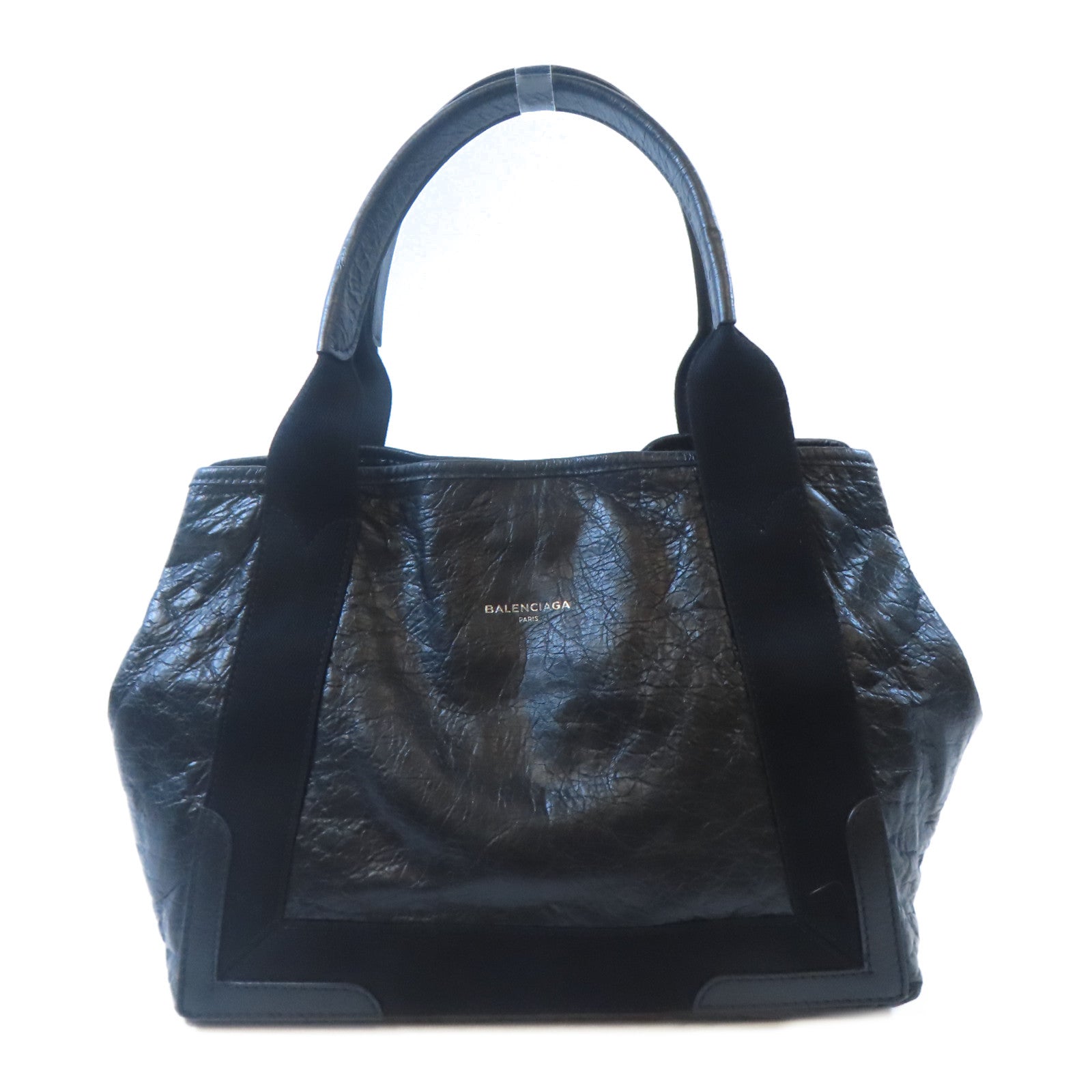 BALENCIAGA 牛皮皮革Cabas Tote Bag銀扣手挽袋黑色
