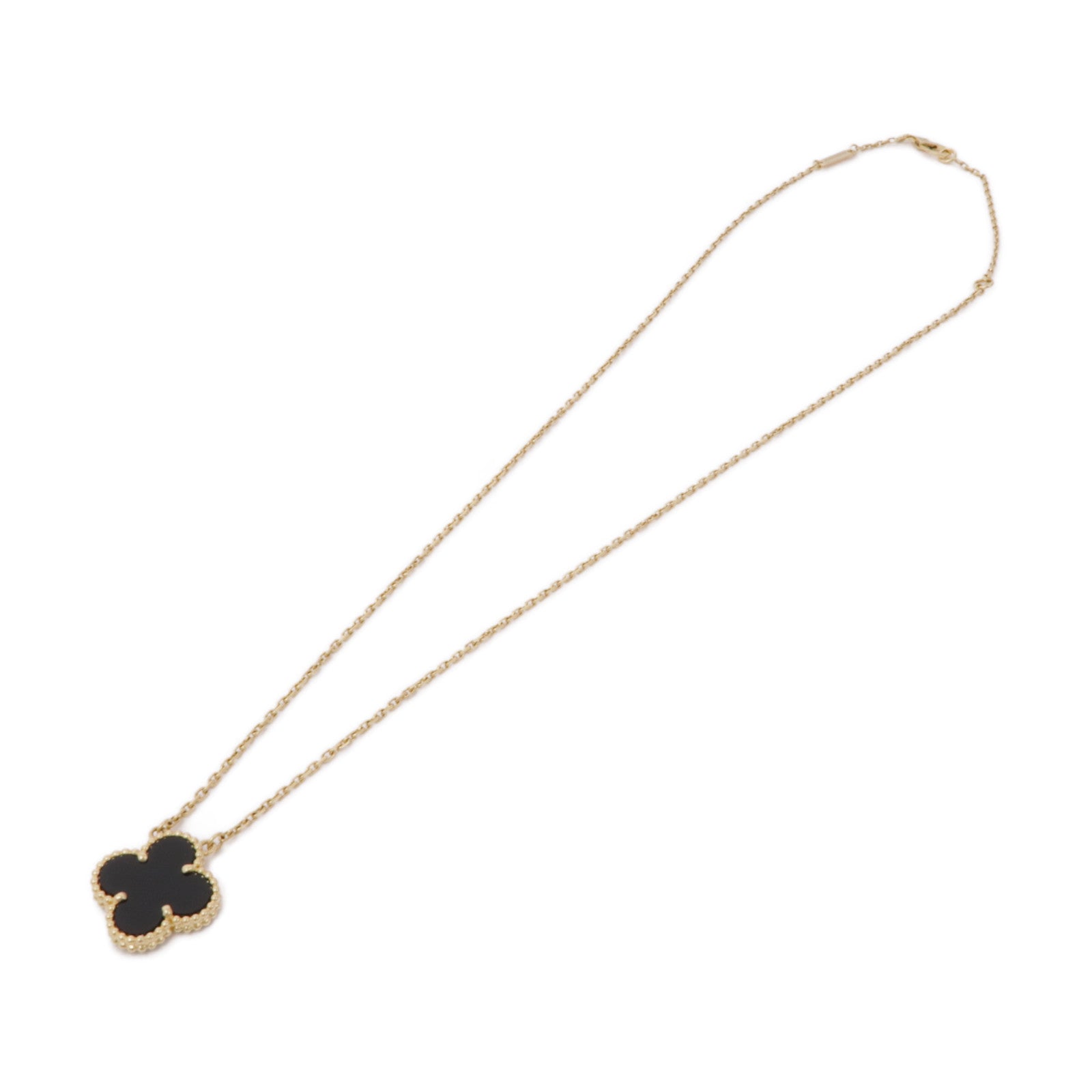 Van Cleef & Arpels 18K黃金Vintage Alhambra Pendant縞瑪瑙項鍊