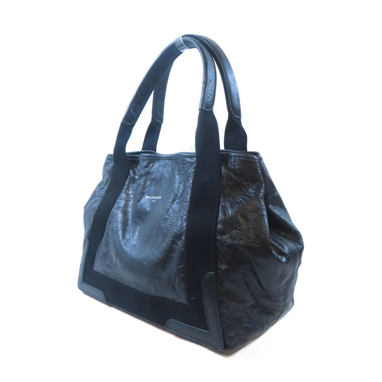 BALENCIAGA 牛皮皮革Cabas Tote Bag銀扣手挽袋黑色
