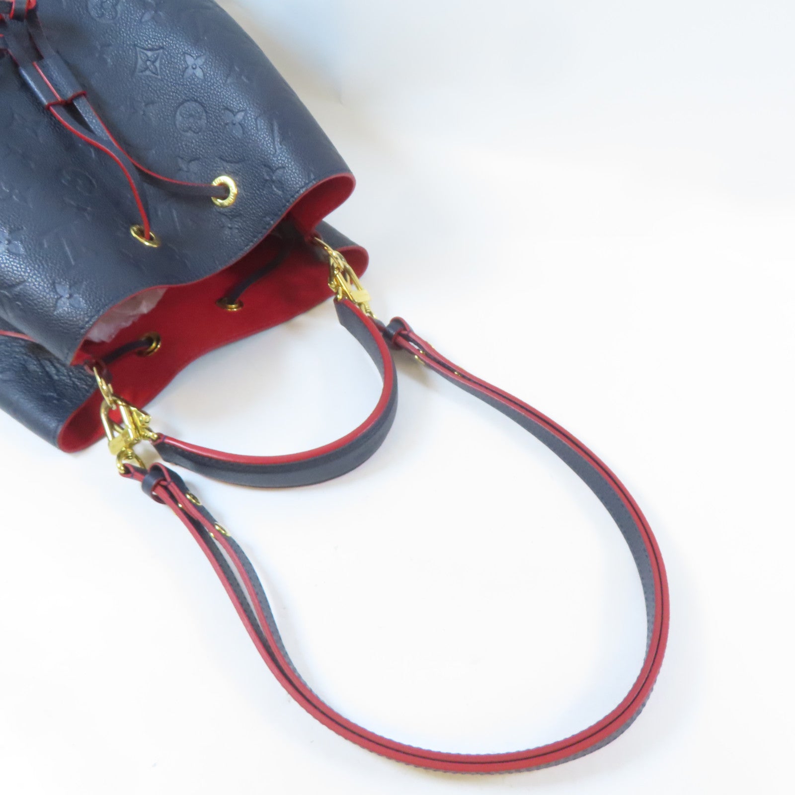 LOUIS VUITTON Monogram Empreinte Neo Noe金扣手挽肩背兩用袋深藍色