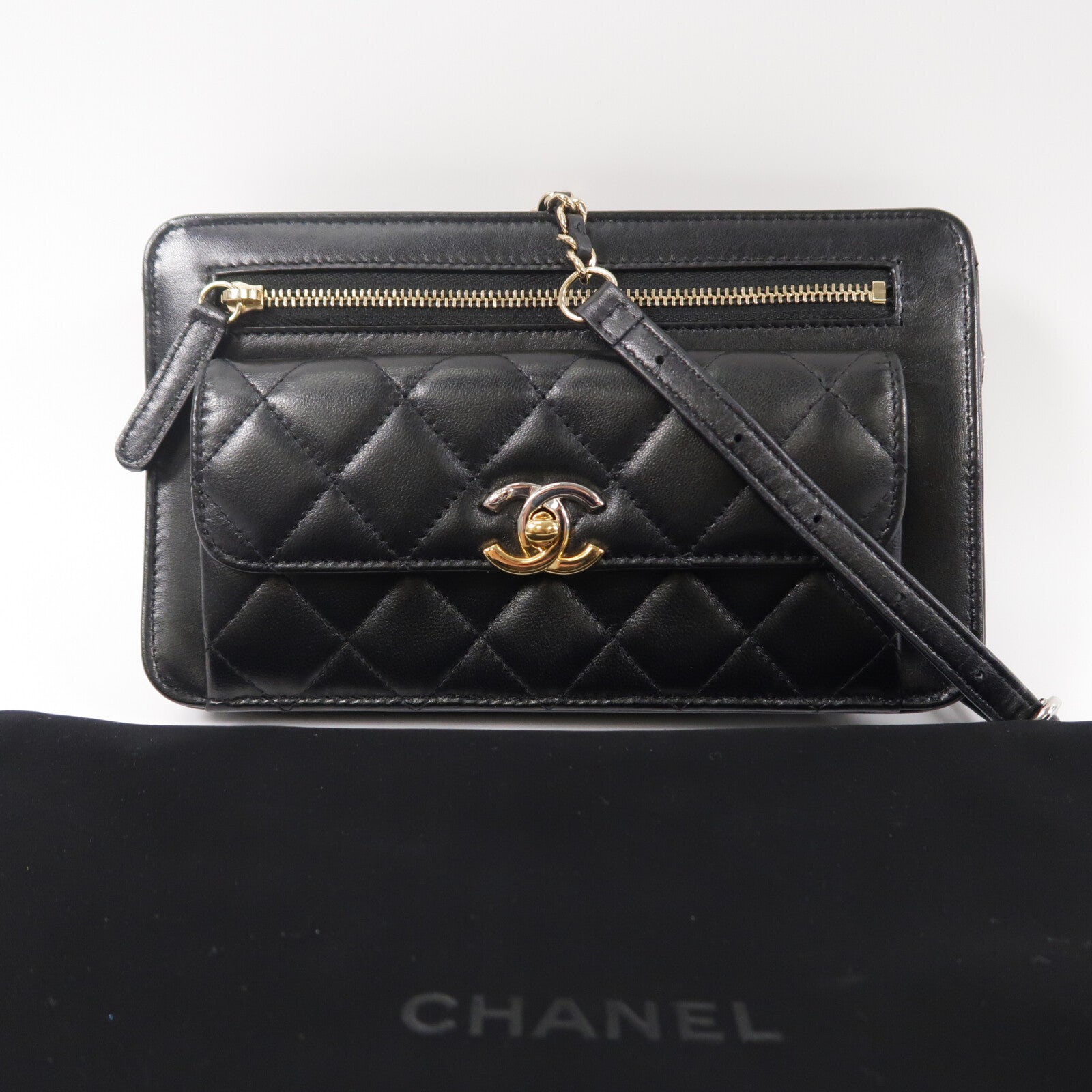 CHANEL 牛皮皮革Chain Shoulder鏈帶肩背袋