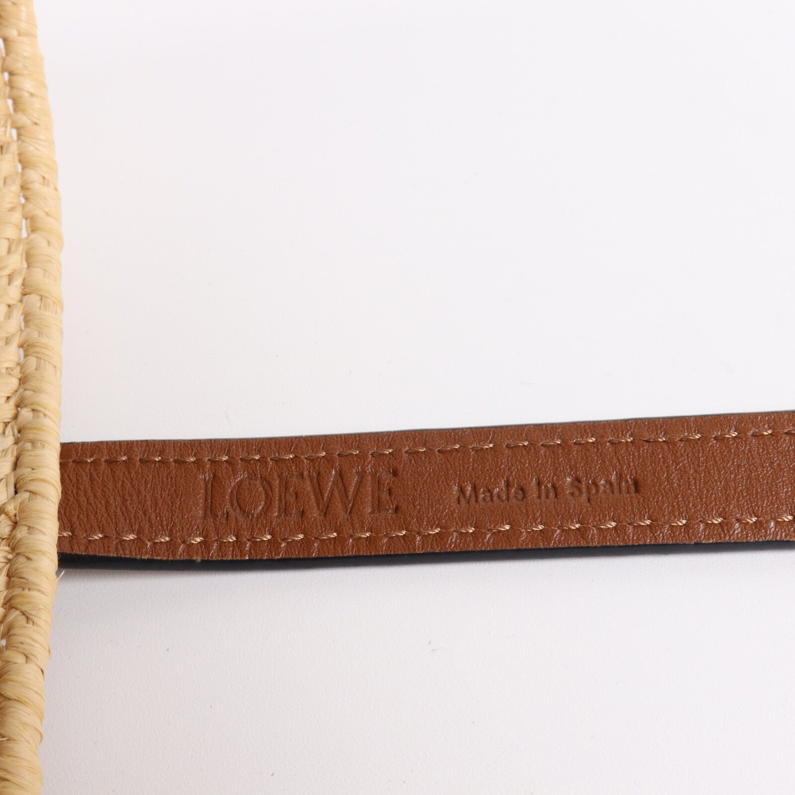 LOEWE 酒椰/皮革Raffia Small Square Basket肩背袋