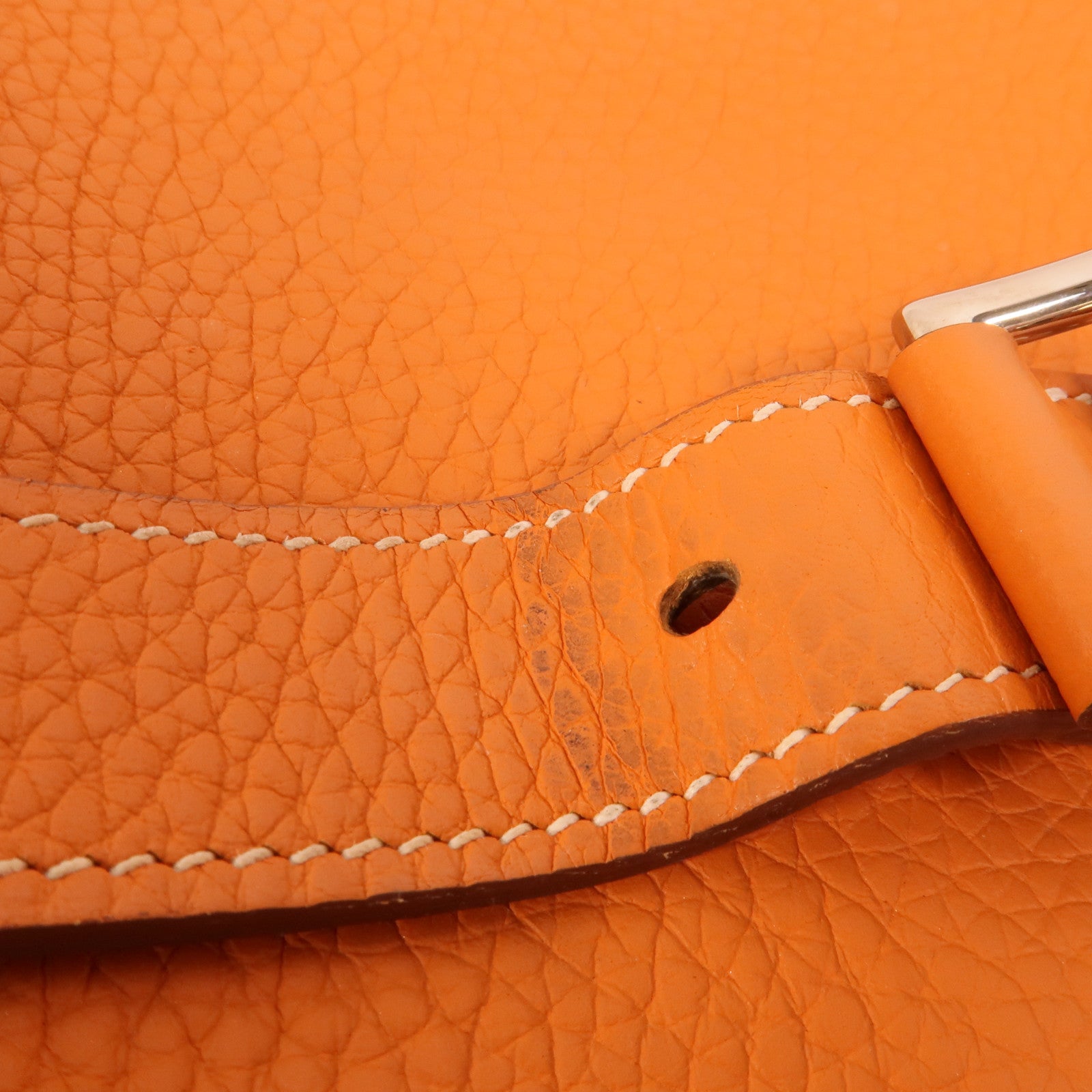 HERMES Clemence皮革Halzan 31手挽肩背兩用袋Orange
