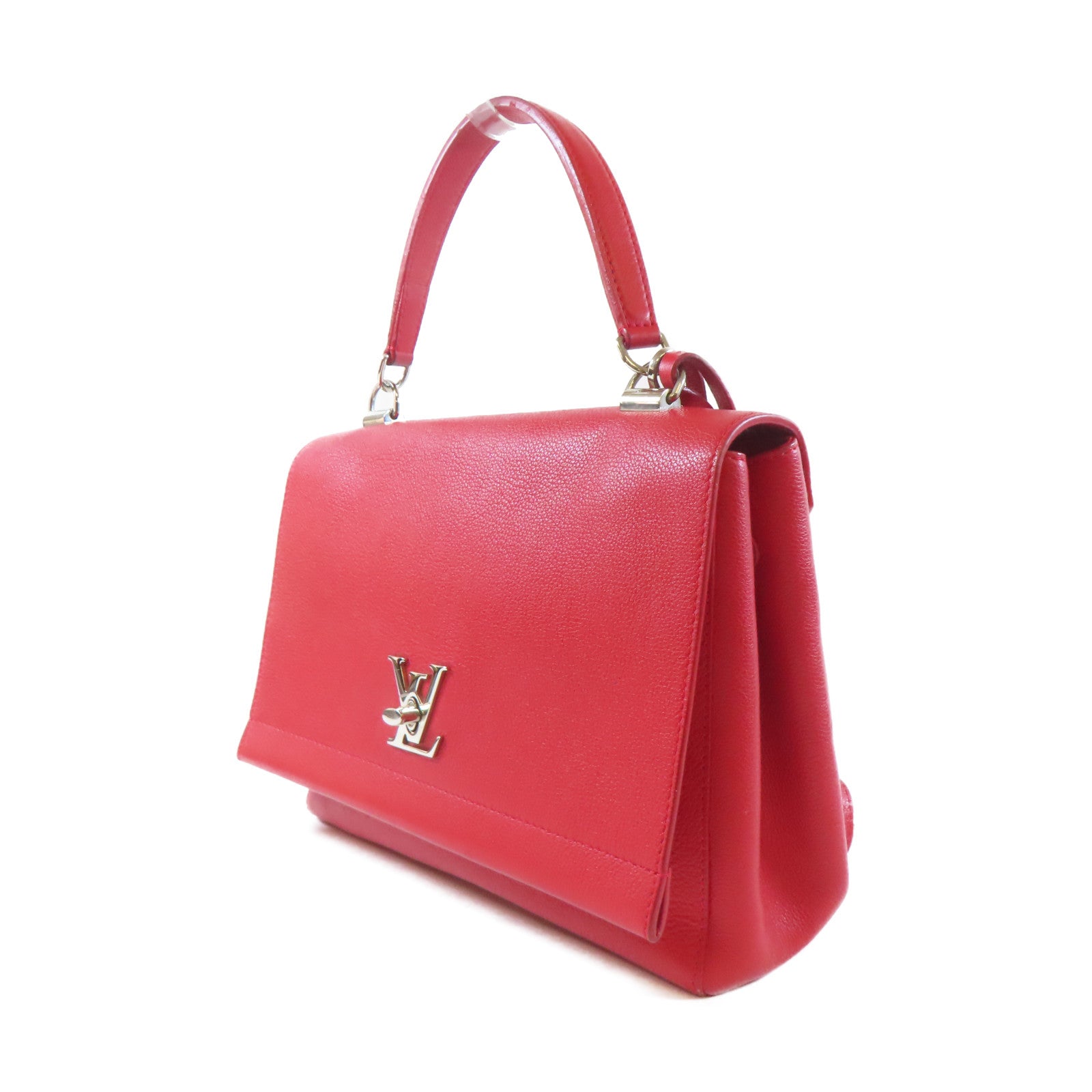 LOUIS VUITTON 【激減優惠】牛皮皮革Lock Me II銀扣手挽肩背兩用袋紅色