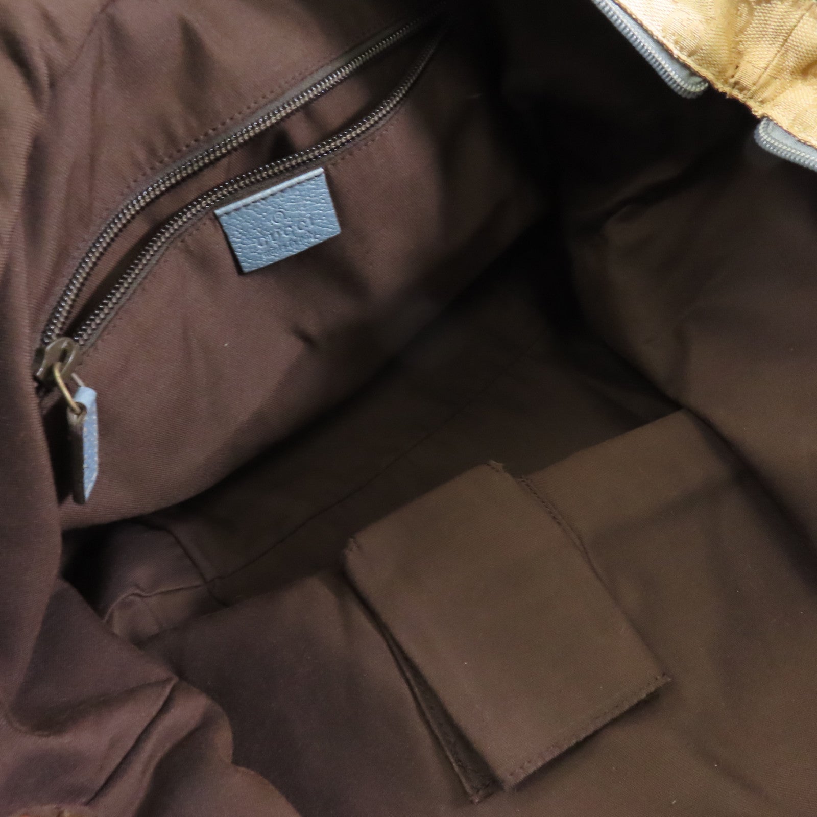 GUCCI 帆布Tote Bag銀扣手挽袋米色/淺藍色