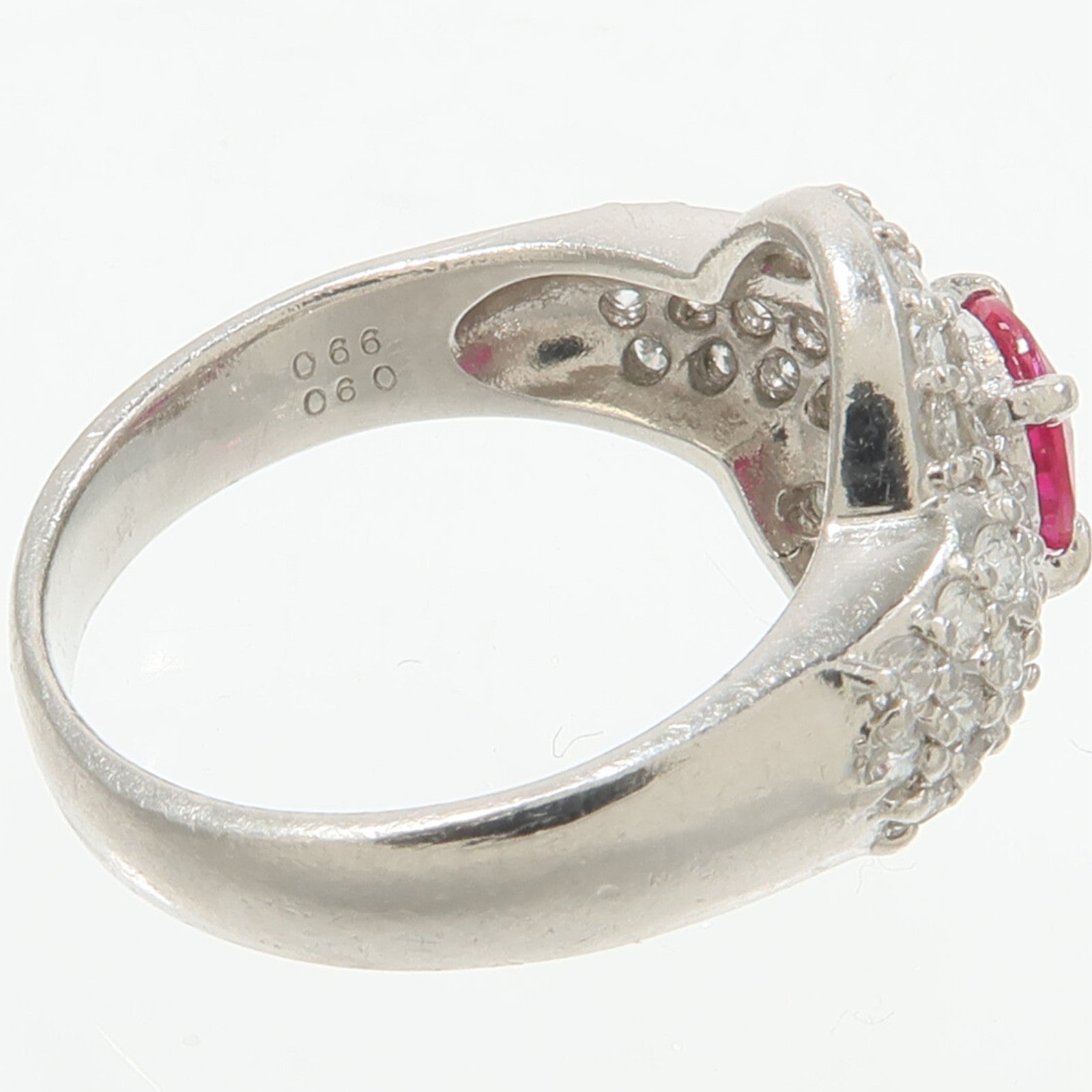 JEWELRY PT900鉑金Ruby Diamond Ring紅寶石/鑽石戒指