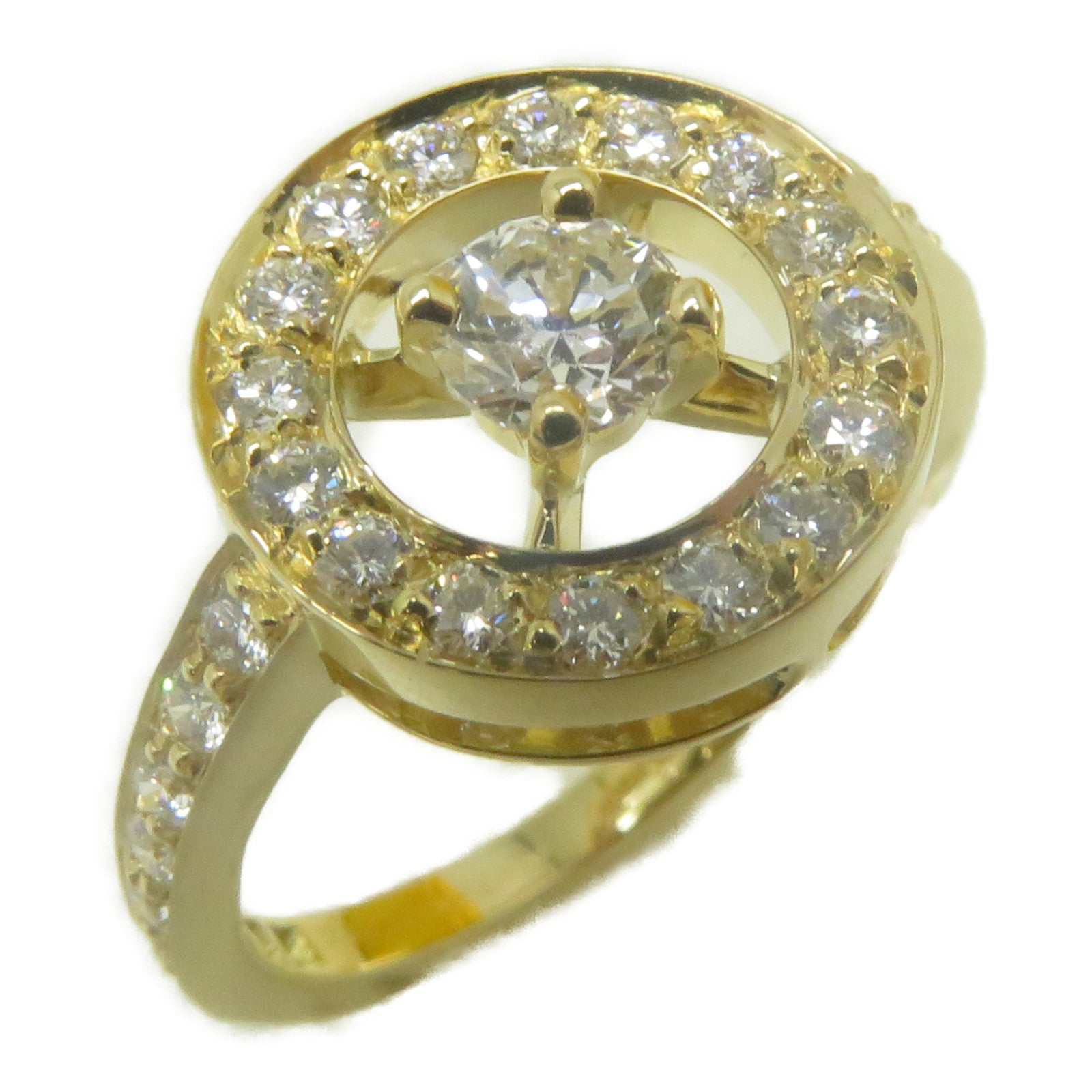 Boucheron 18K黃金Ava Round Halo Diamond鑽石戒指US#4.5