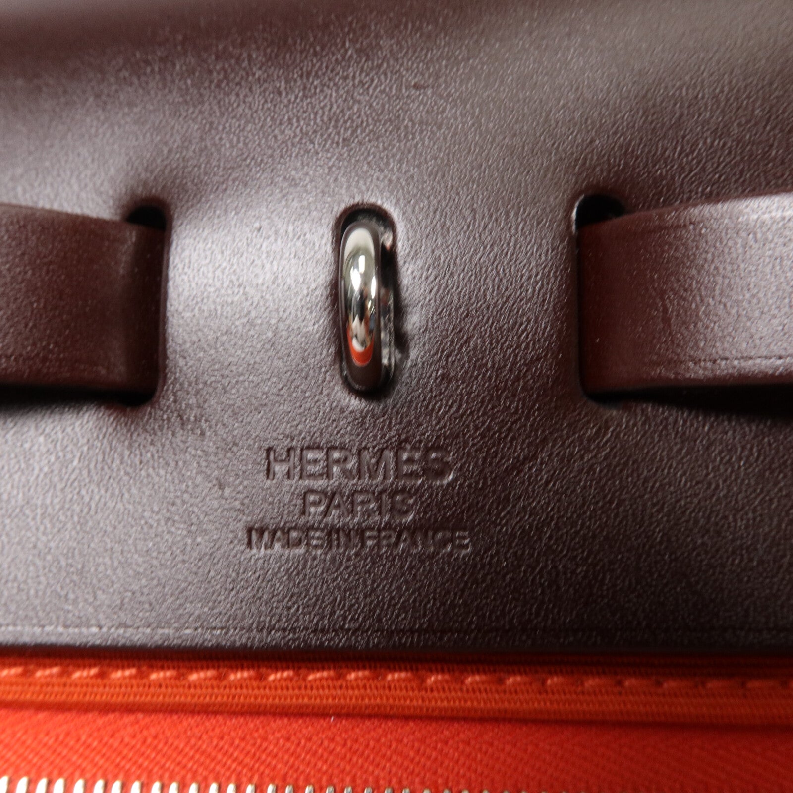 HERMES 帆布Herbag PM手挽肩背兩用袋Cuivre/Orange/Rouge