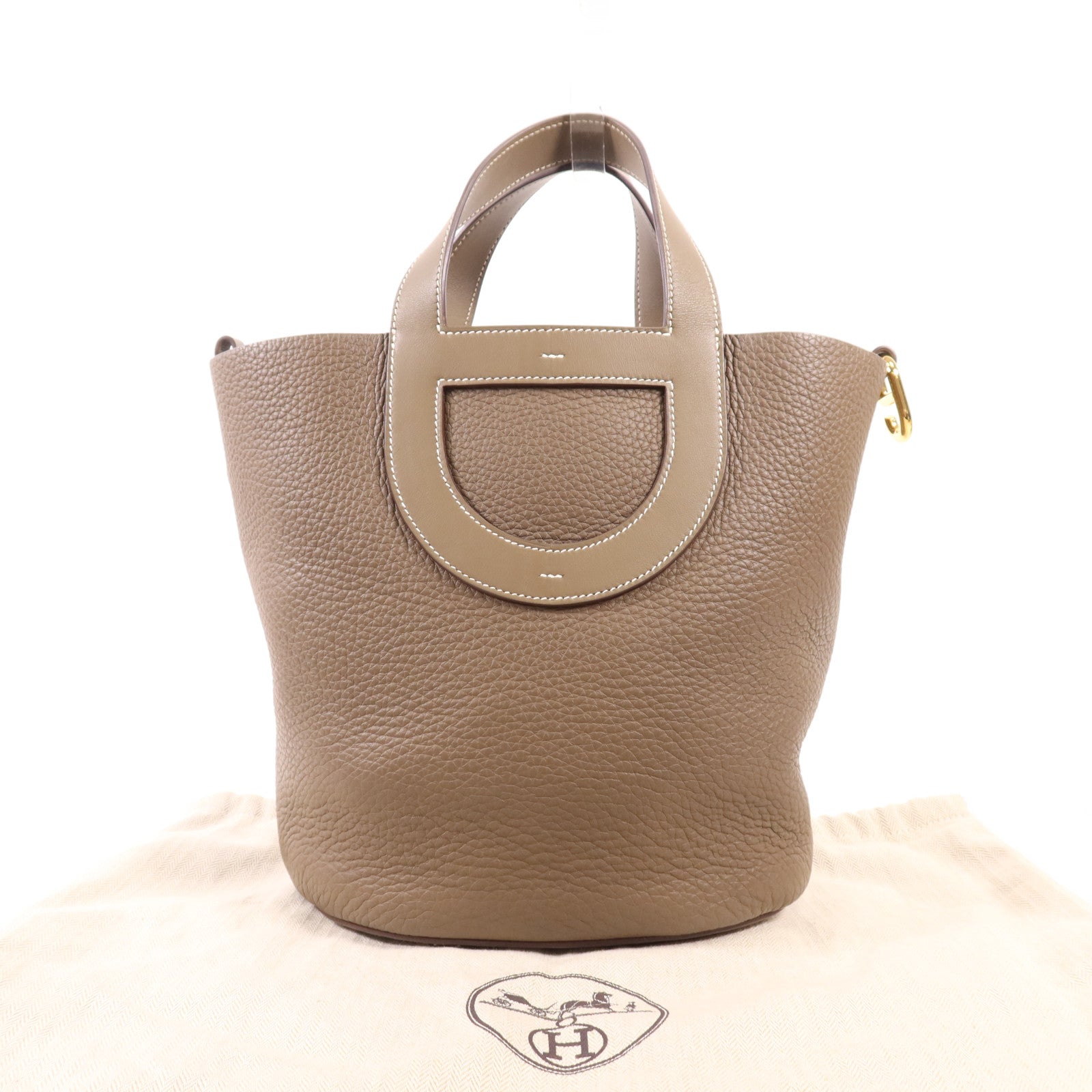 HERMES Clemence皮革In The Loop 23金扣手挽袋