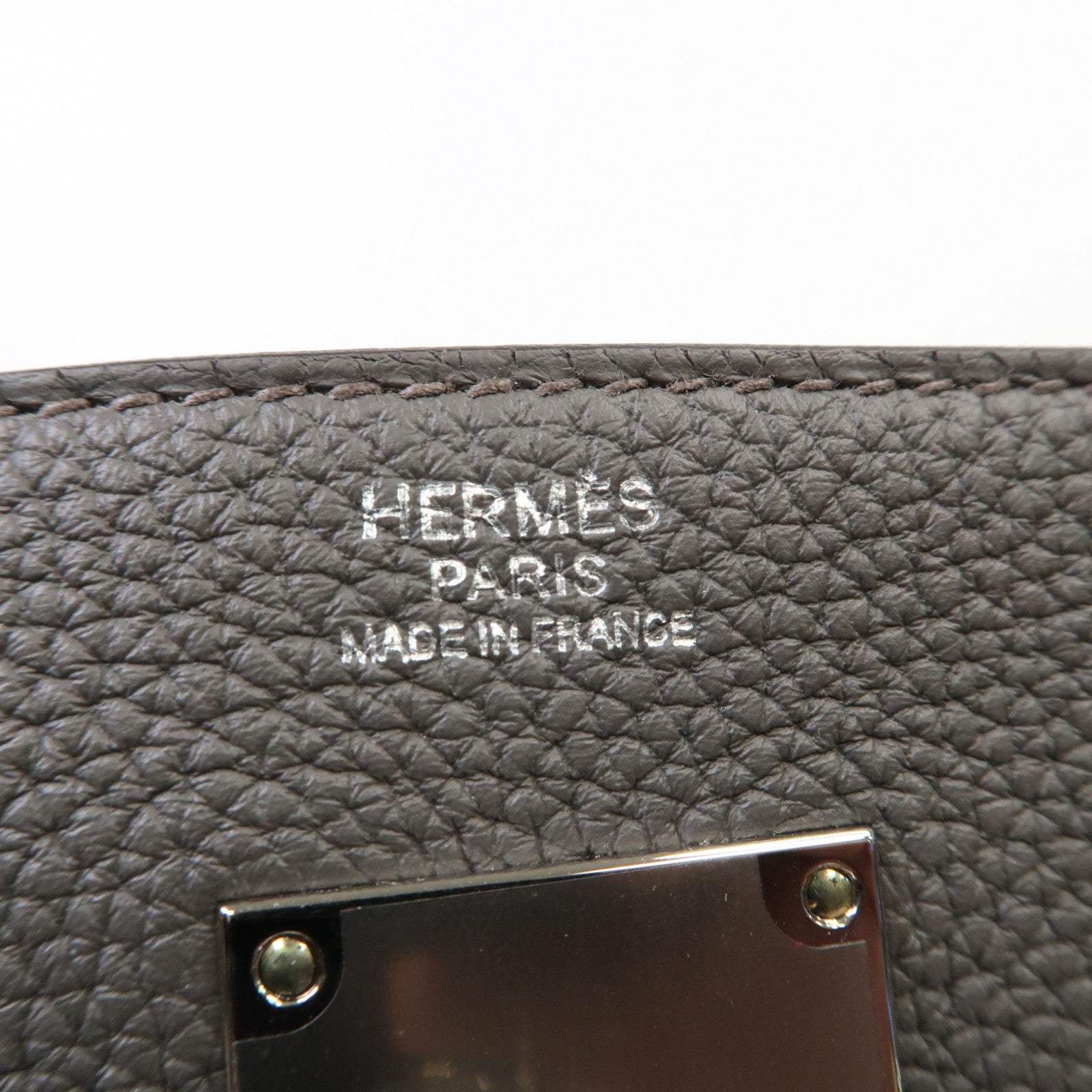 HERMES Togo皮革Hac A Dos GM銀扣背包錫器灰色