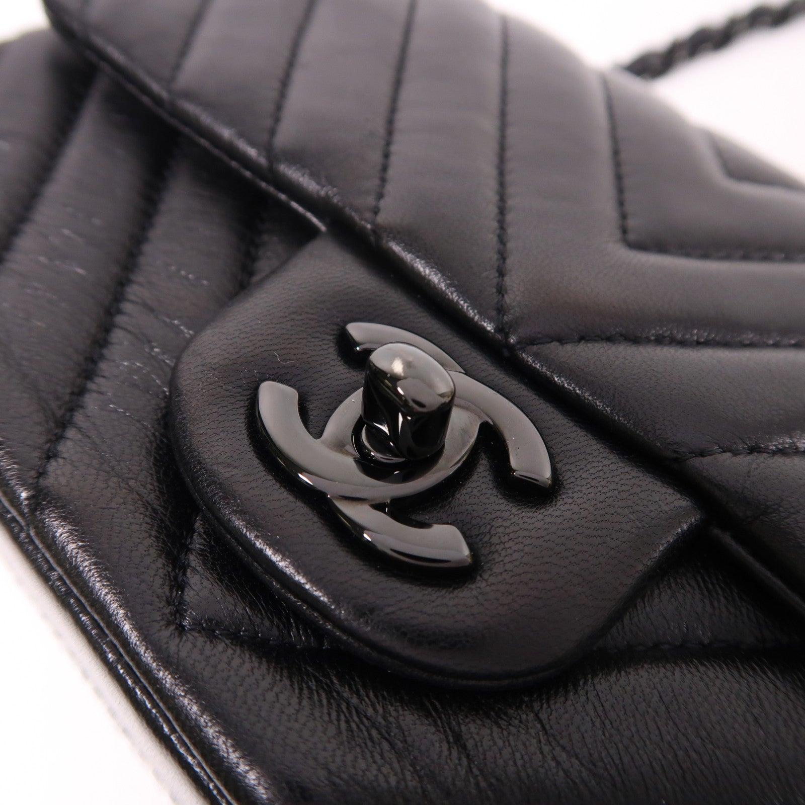 CHANEL 羊皮皮革Mini Classic 20鏈帶肩背袋黑色