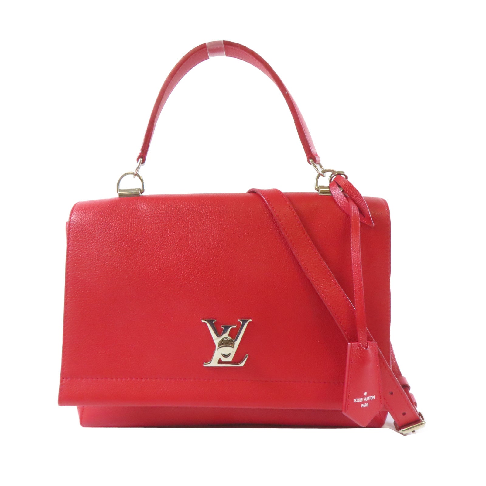 LOUIS VUITTON 【激減優惠】牛皮皮革Lock Me II銀扣手挽肩背兩用袋紅色