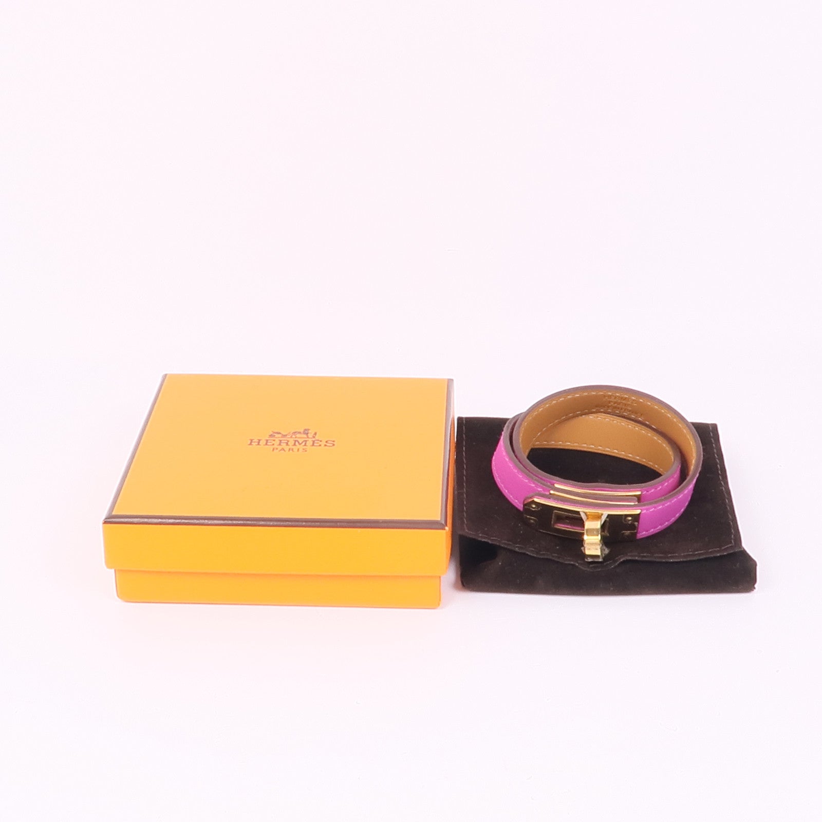 HERMES Swift皮革Kelly Double Tour金扣手帶Magnolia