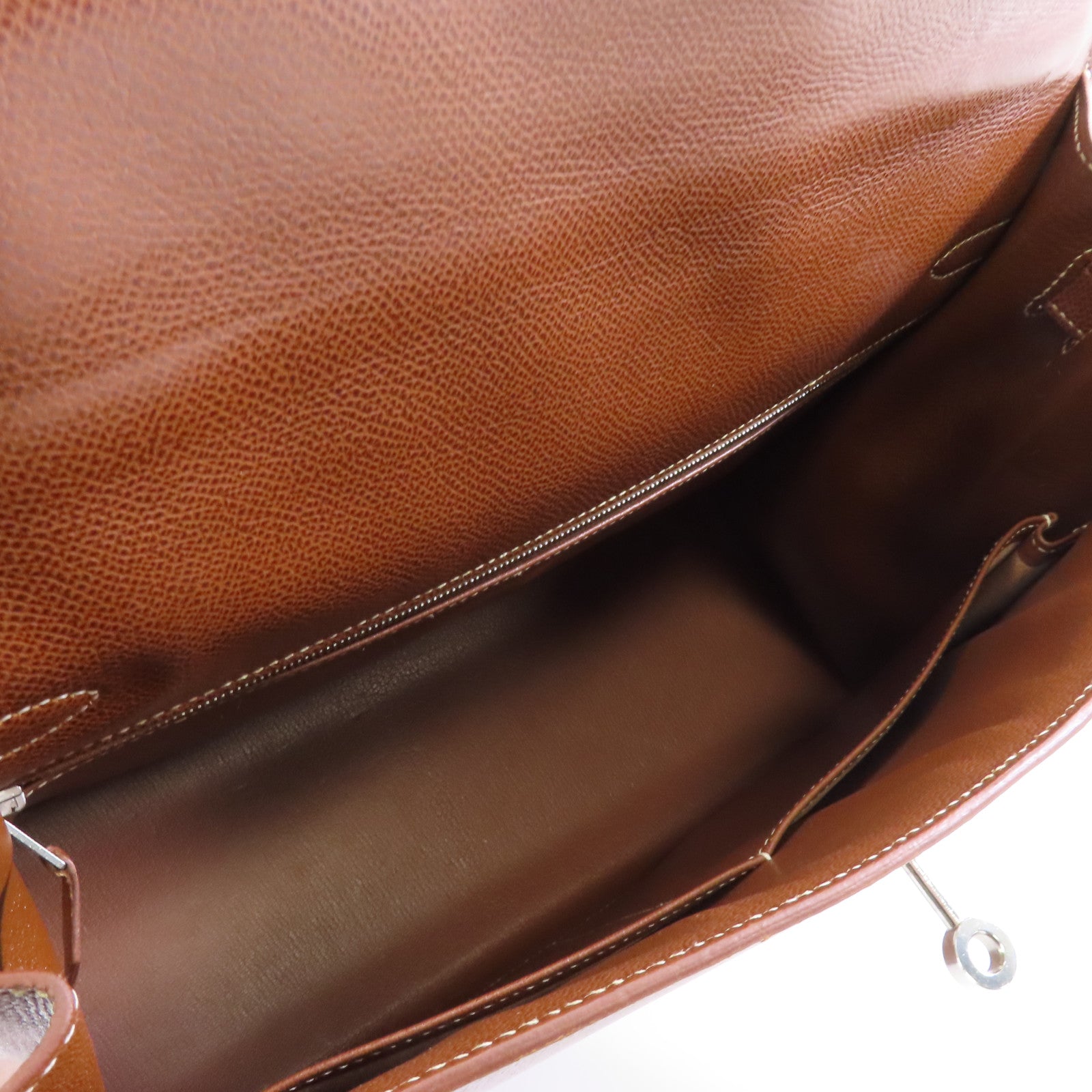 HERMES 【Hermes Fair】Ardennes皮革Kelly 35銀扣手挽肩背兩用袋Marron/棕色