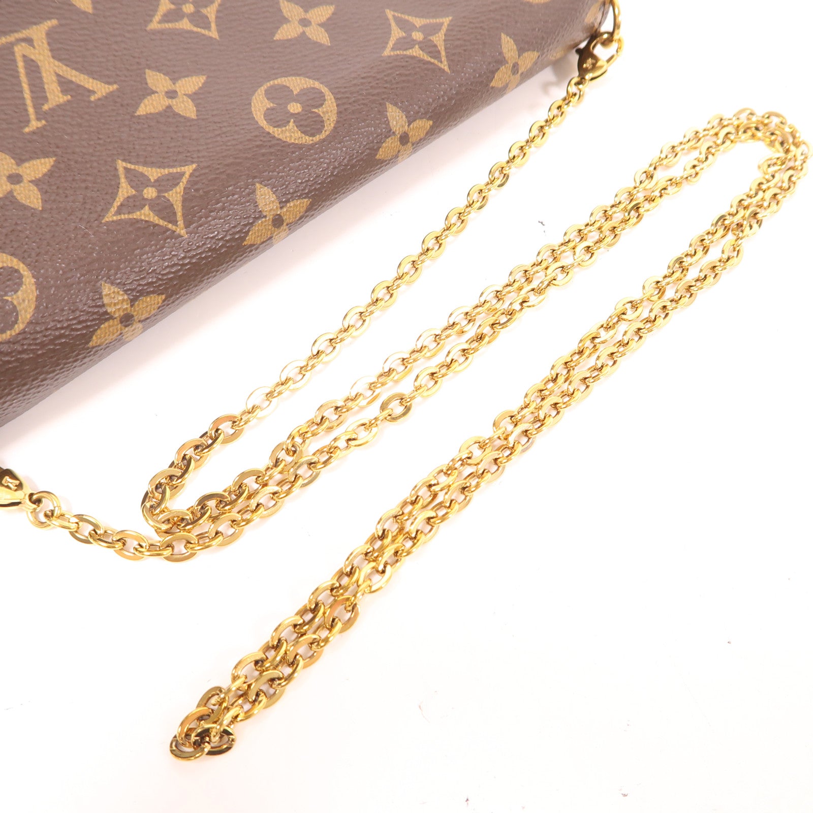 LOUIS VUITTON Monogram Pochette Felicie金扣鏈帶肩背袋