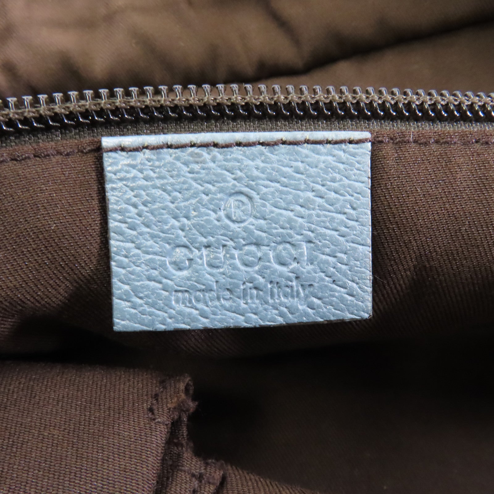 GUCCI 帆布Tote Bag銀扣手挽袋米色/淺藍色