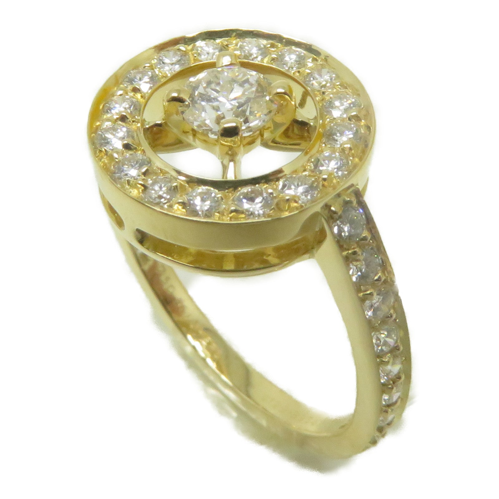 Boucheron 18K黃金Ava Round Halo Diamond鑽石戒指US#4.5