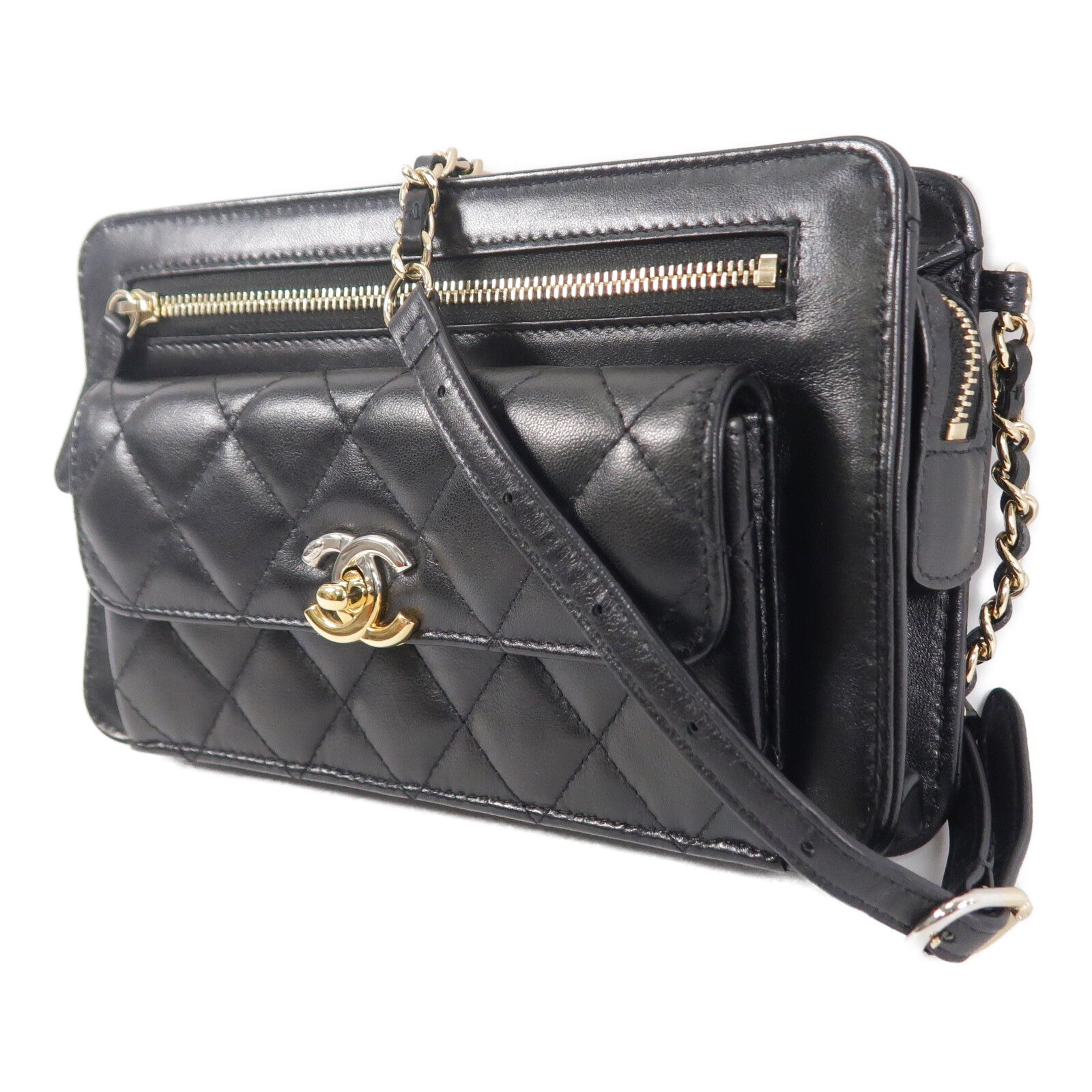 CHANEL 牛皮皮革Chain Shoulder鏈帶肩背袋
