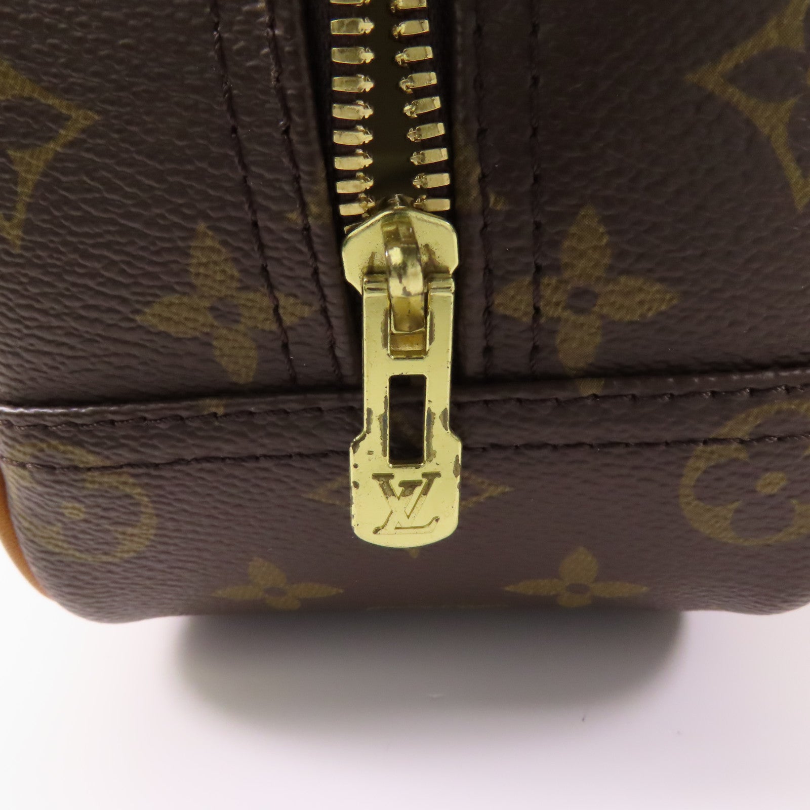 LOUIS VUITTON Monogram Trouville金扣手挽袋棕色