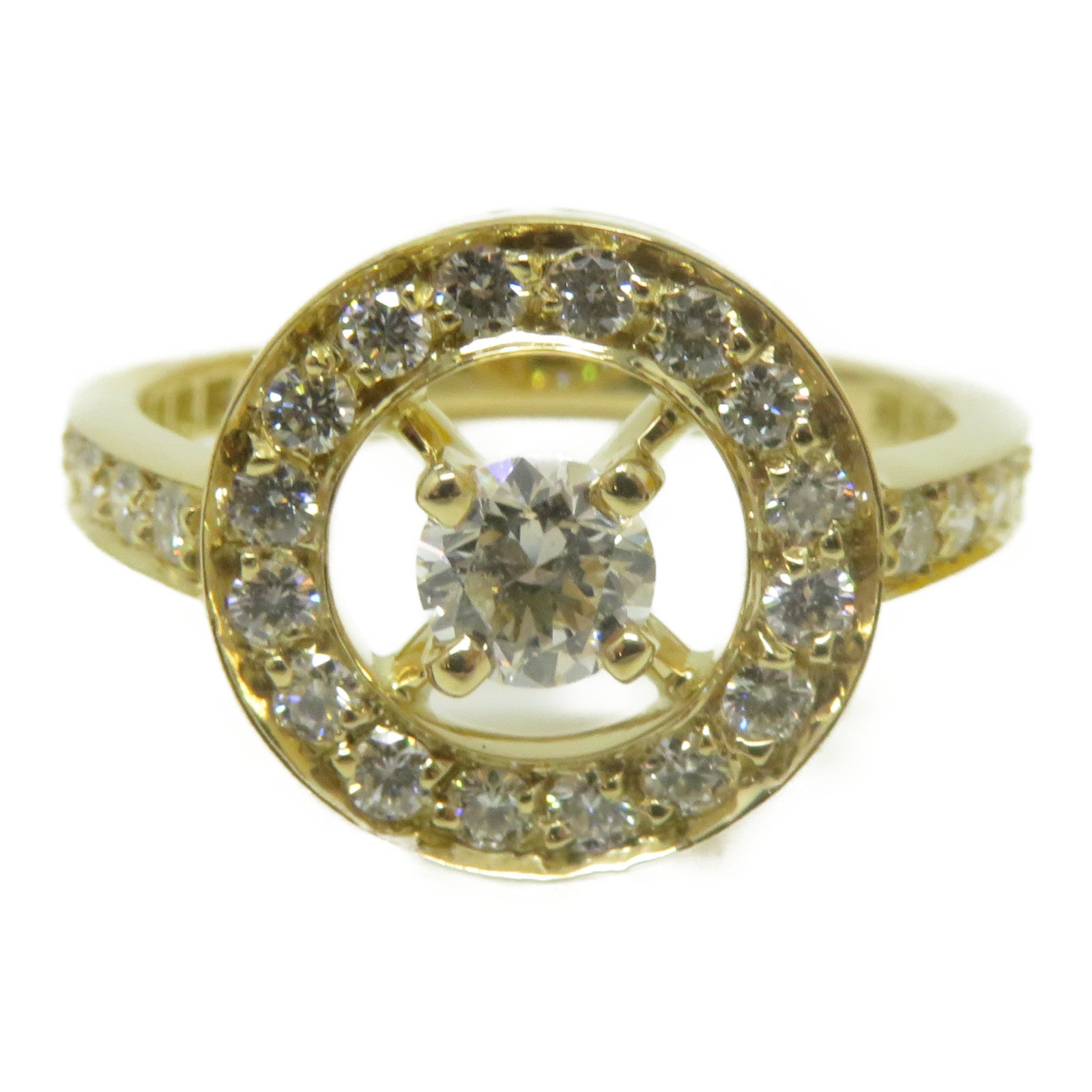 Boucheron 18K黃金Ava Round Halo Diamond鑽石戒指US#4.5