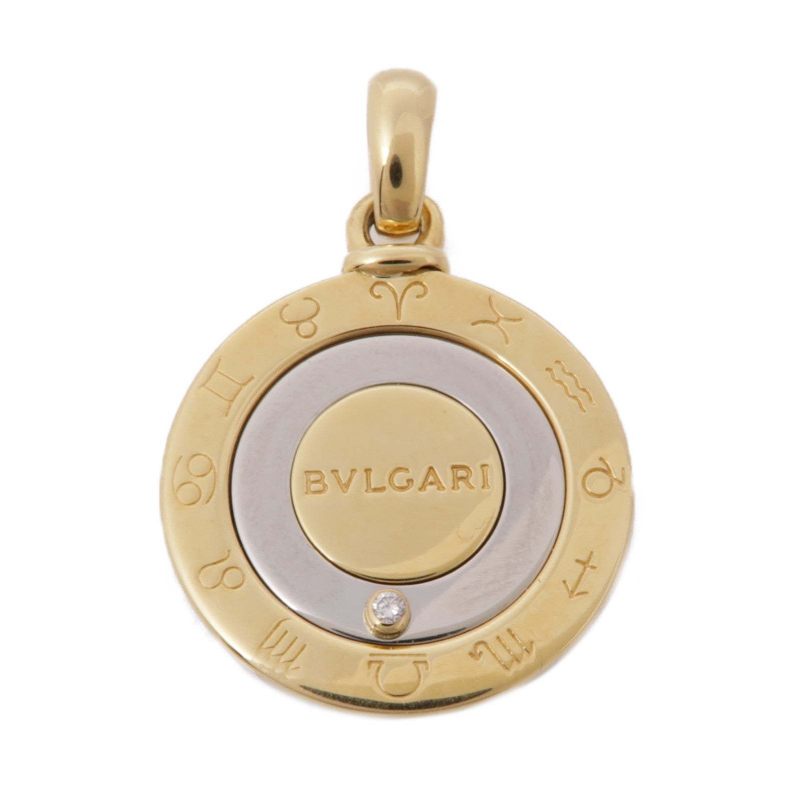 BVLGARI【激減優惠】 18K黃金/不鏽鋼Horoscope Pendant Top鑽石吊墜