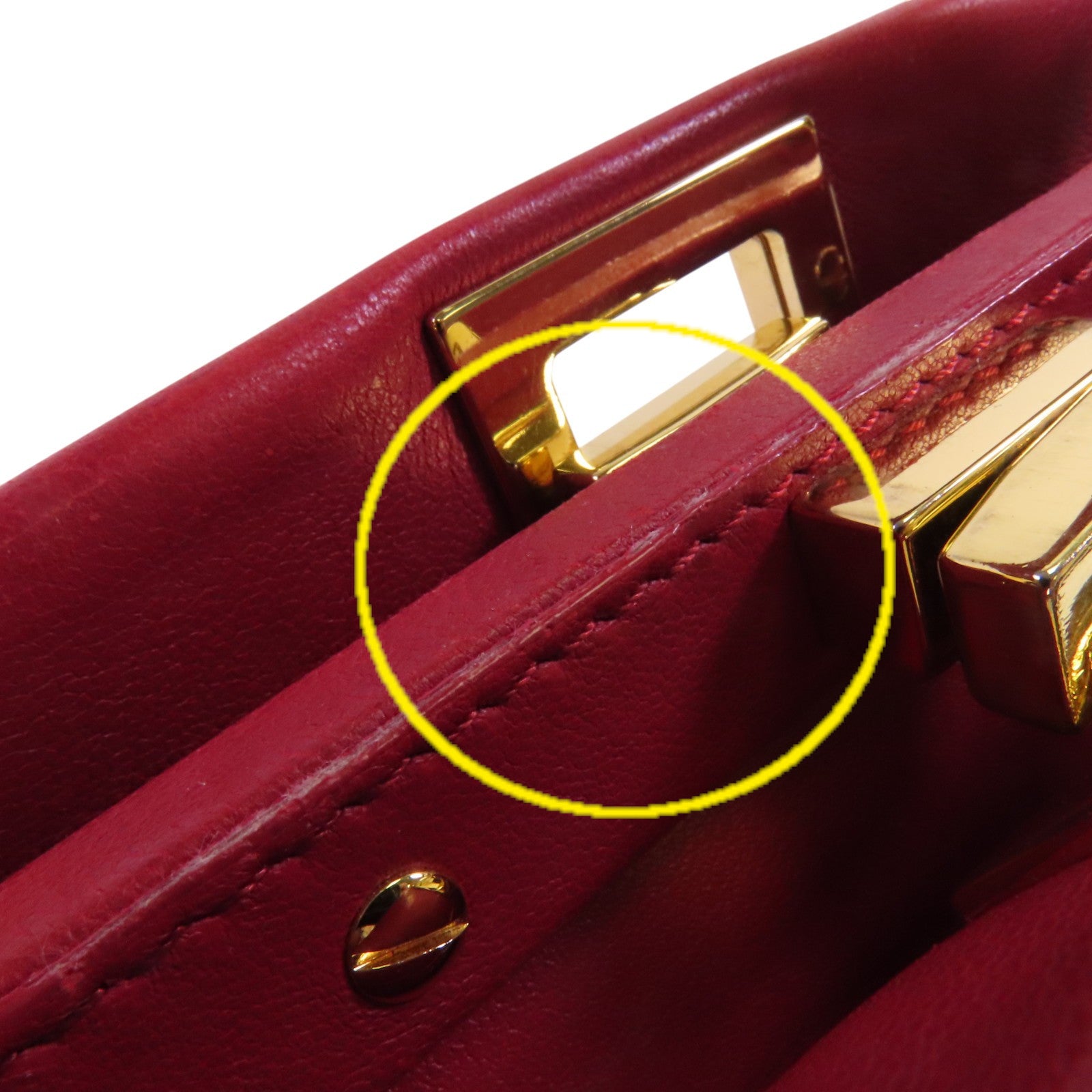 FENDI 羊皮皮革Peekaboo Mini金扣手挽肩背兩用袋