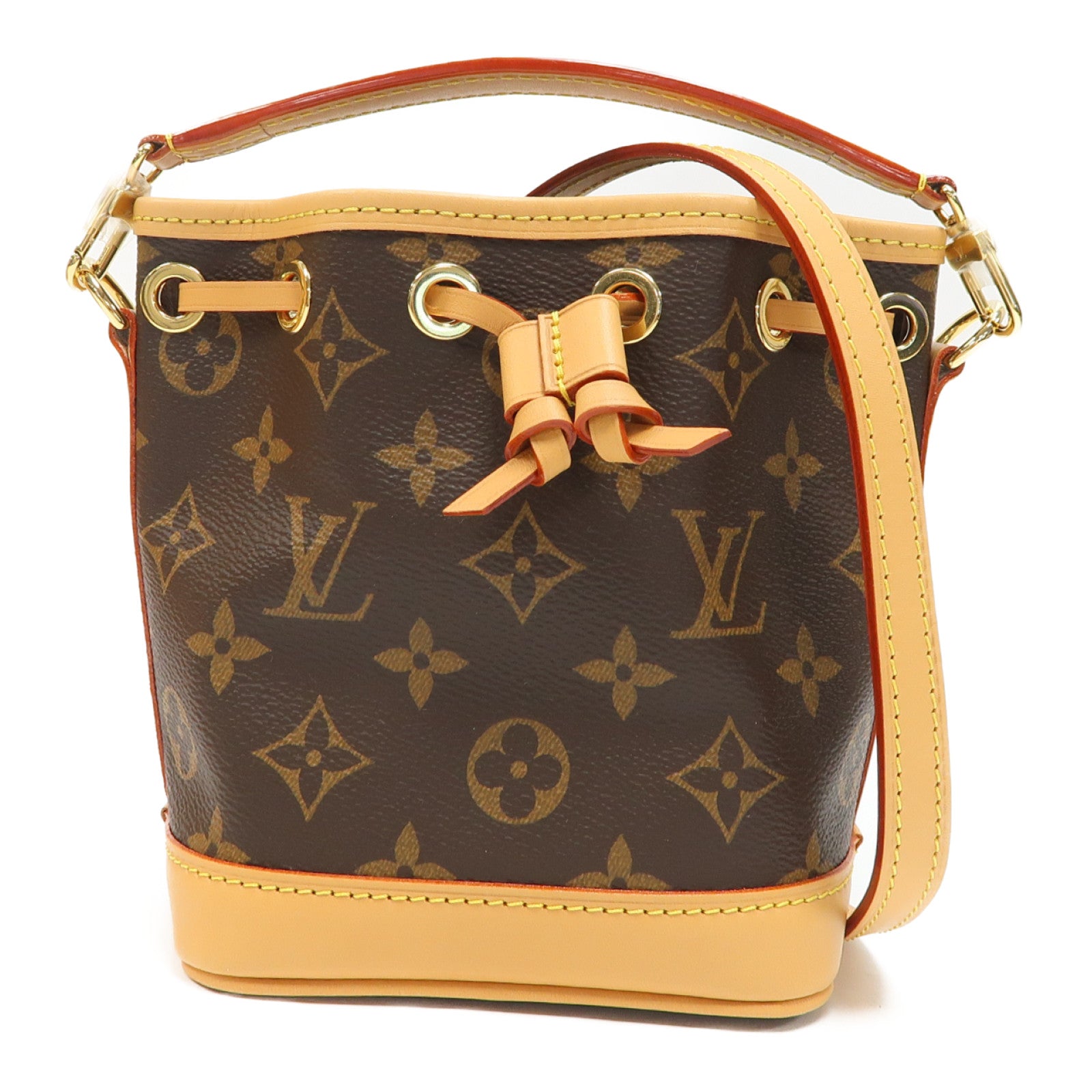 LOUIS VUITTON Monogram Nano Noe金扣手挽肩背兩用袋啡色