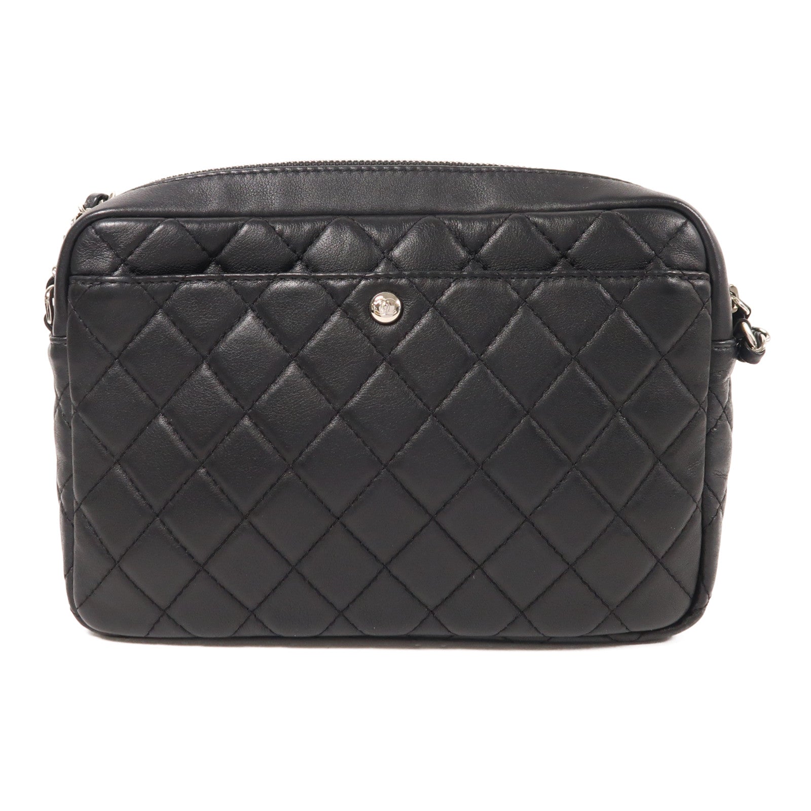 CHANEL 羊皮皮革Chain Shoulder銀扣鏈帶肩背袋