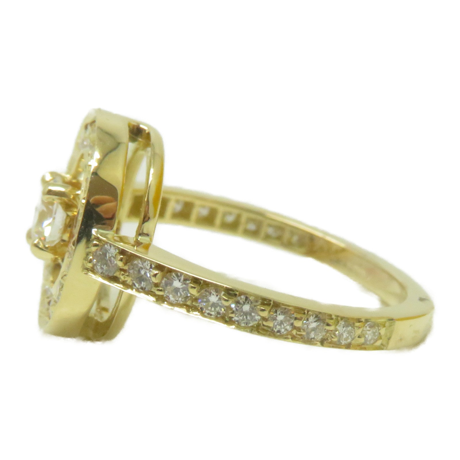 Boucheron 18K黃金Ava Round Halo Diamond鑽石戒指US#4.5