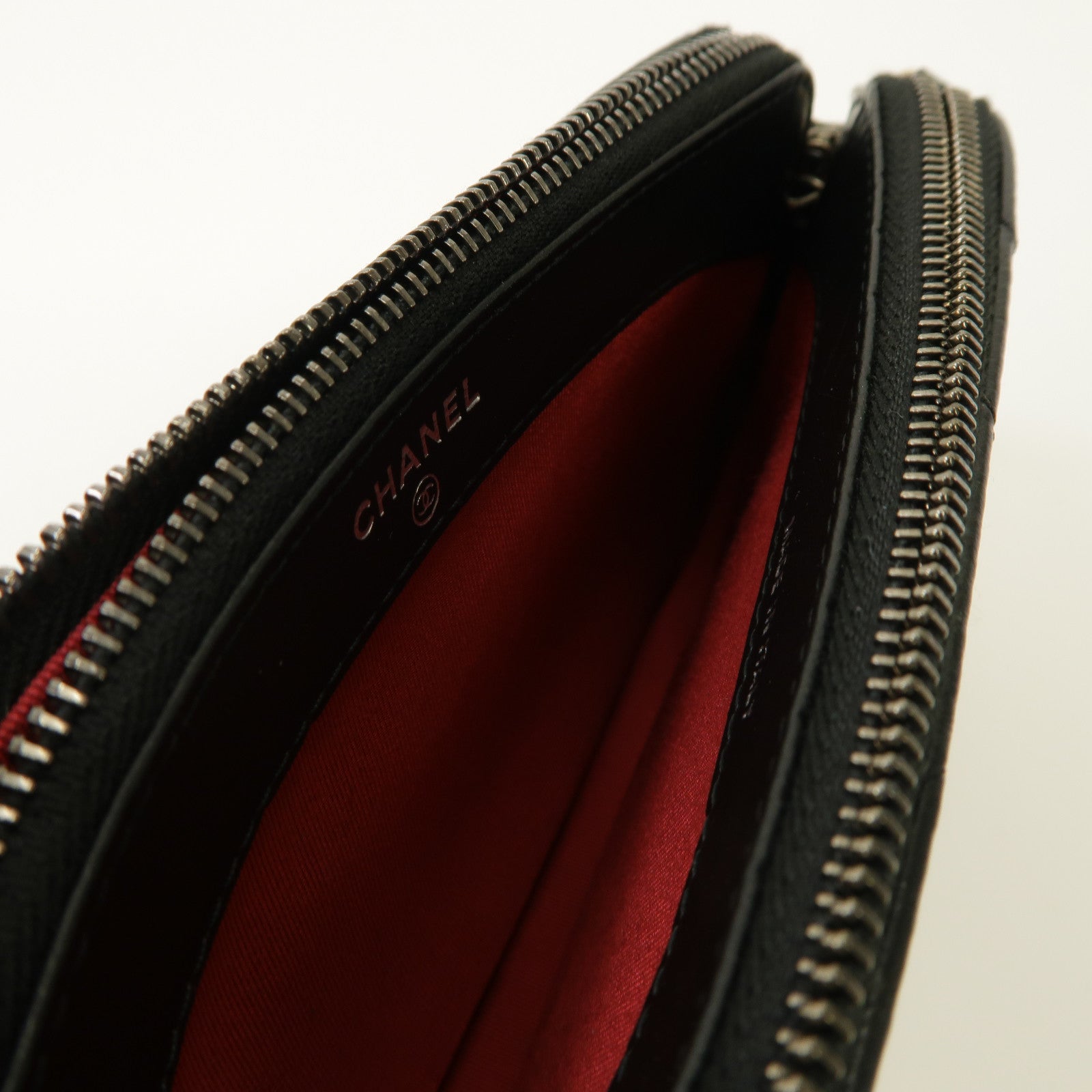 CHANEL 斜紋牛皮皮革Gabrielle Wallet On Chain銀扣鏈帶肩背袋黑色