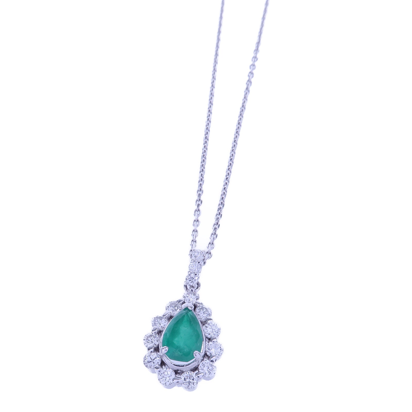 JEWELRY PT900/PT850鉑金Emerald Diamond Necklace綠寶石/鑽石項鍊
