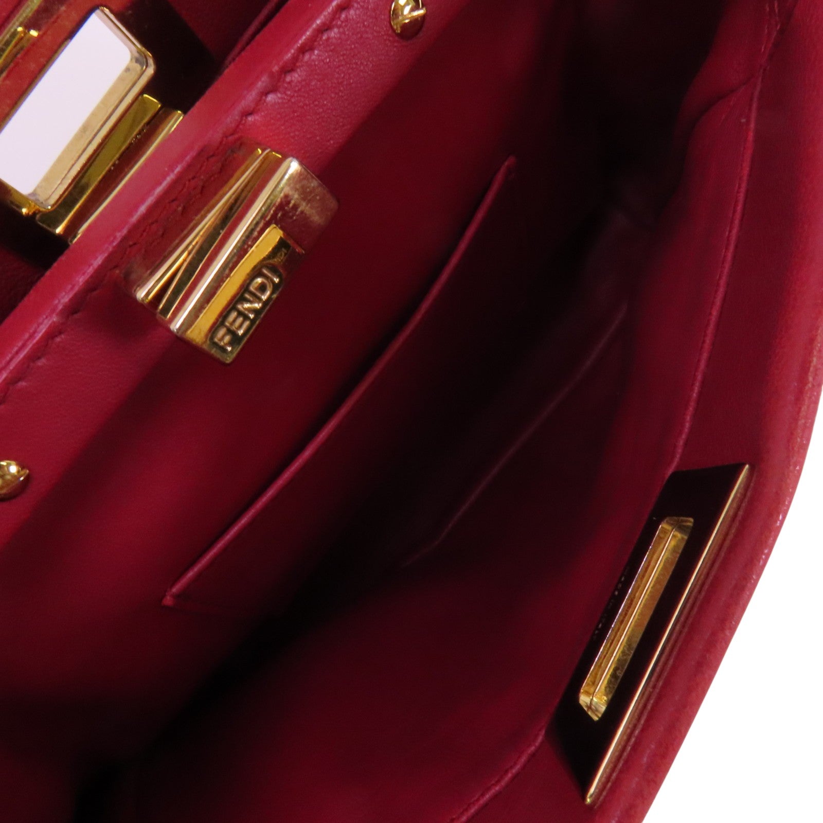 FENDI 羊皮皮革Peekaboo Mini金扣手挽肩背兩用袋