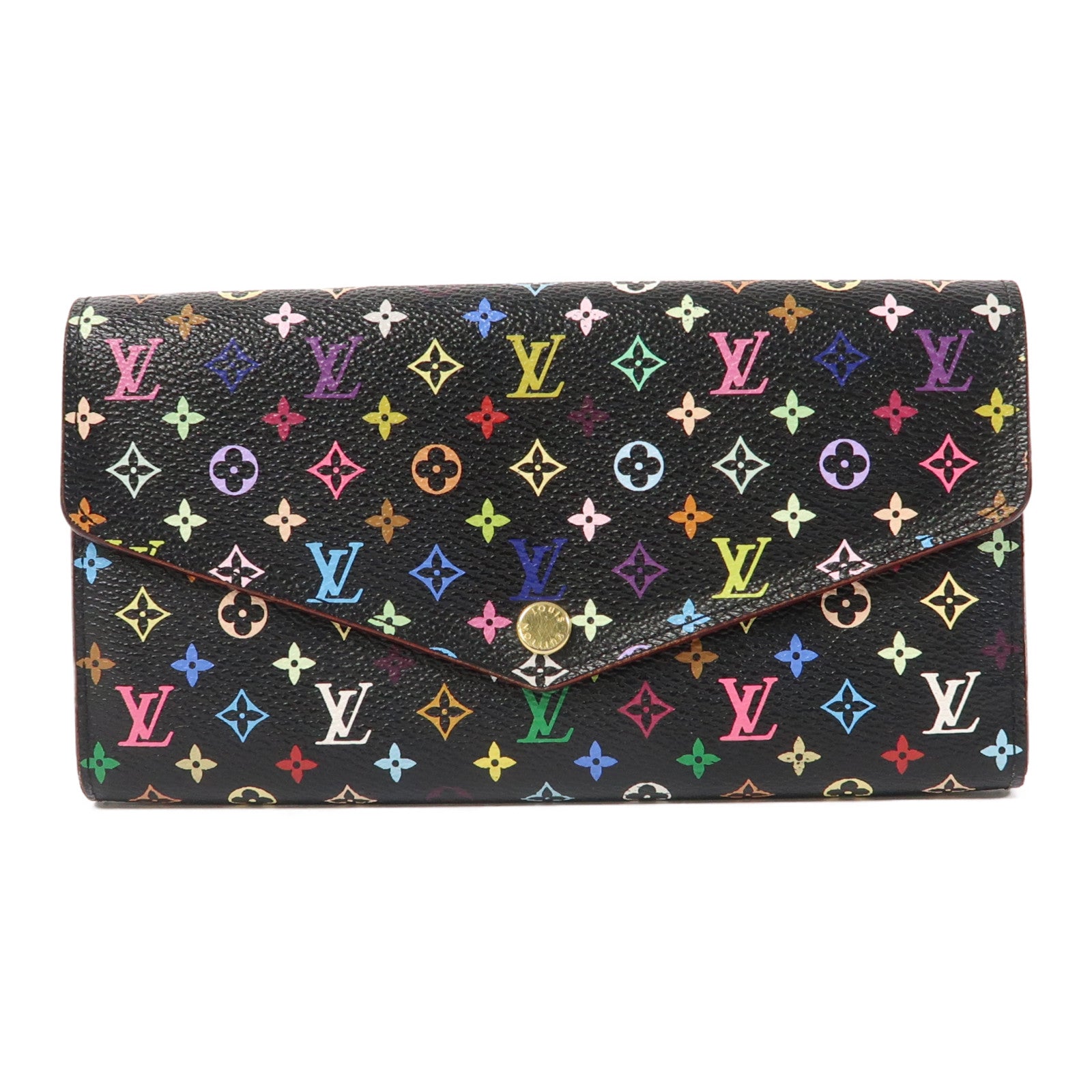 LOUIS VUITTON 【激減優惠】Monogram Multicolore Portefeuille Sarah Long Wallet金扣長錢包黑色