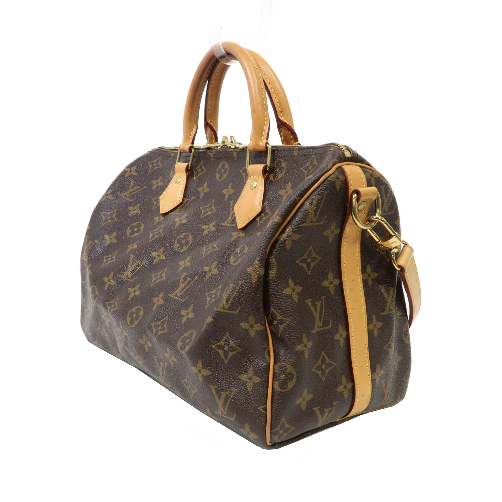LOUIS VUITTON Monogram Speedy Bandouliere 30金扣手挽肩背兩用袋啡色